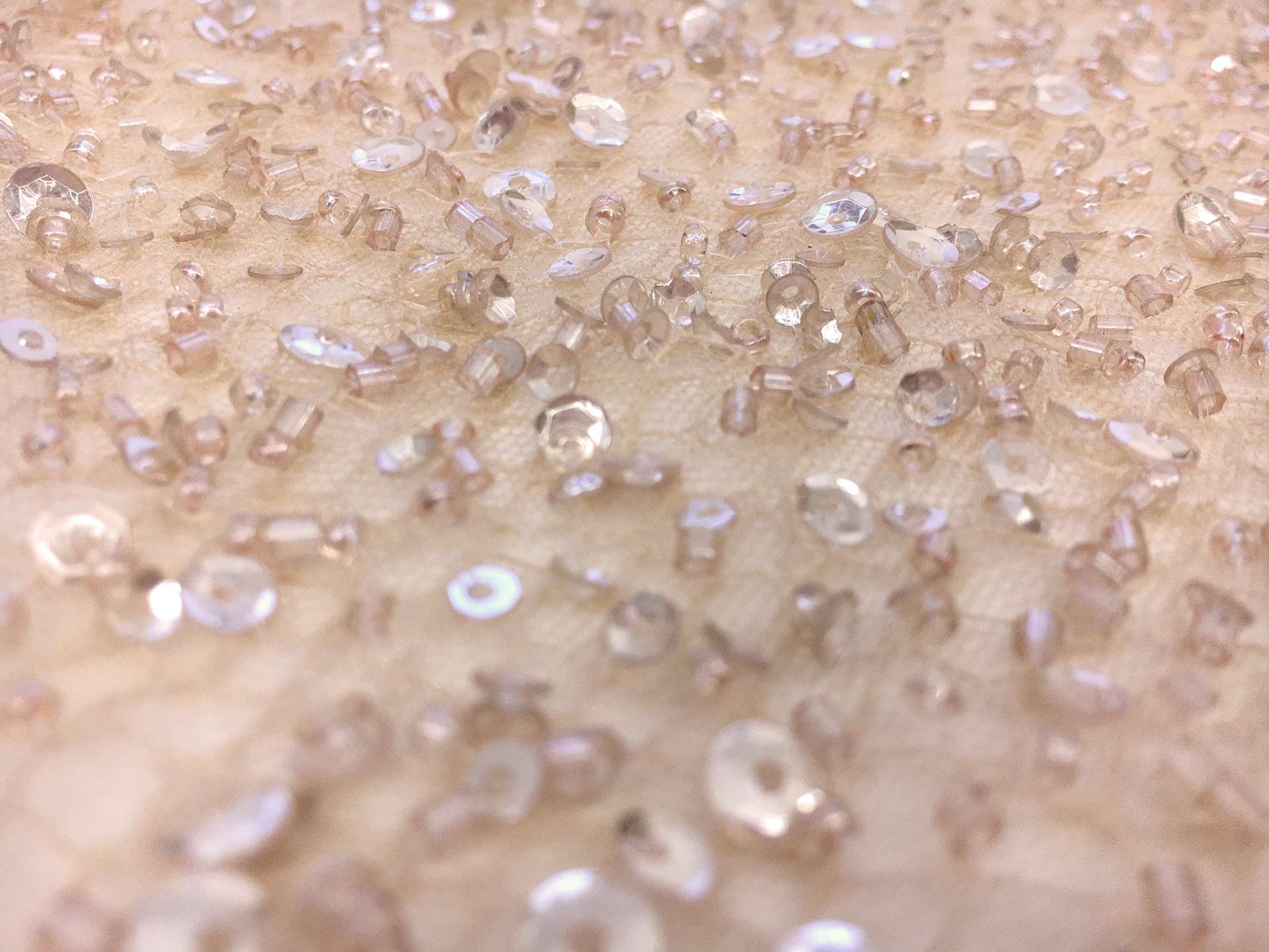 Heavy Beaded Tulle in Nude