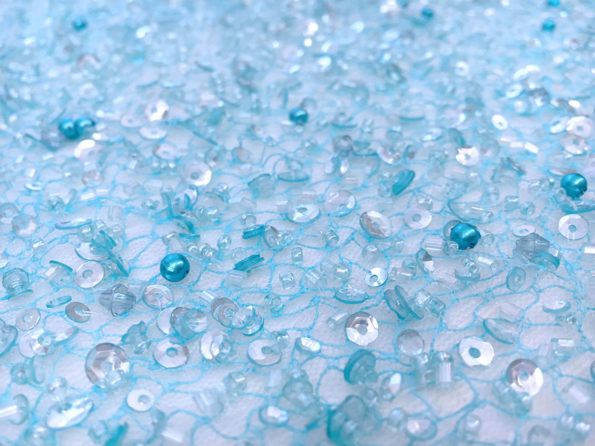 Heavy Beaded Tulle in Blue