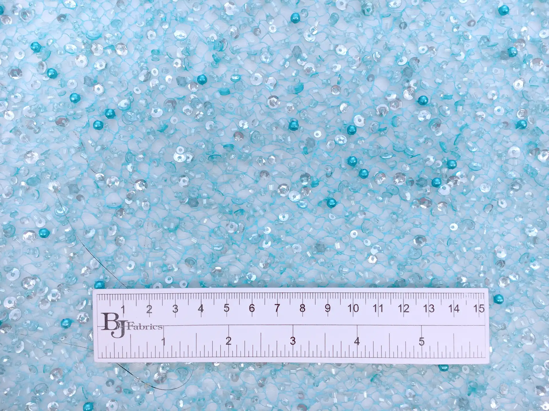 Heavy Beaded Tulle in Blue