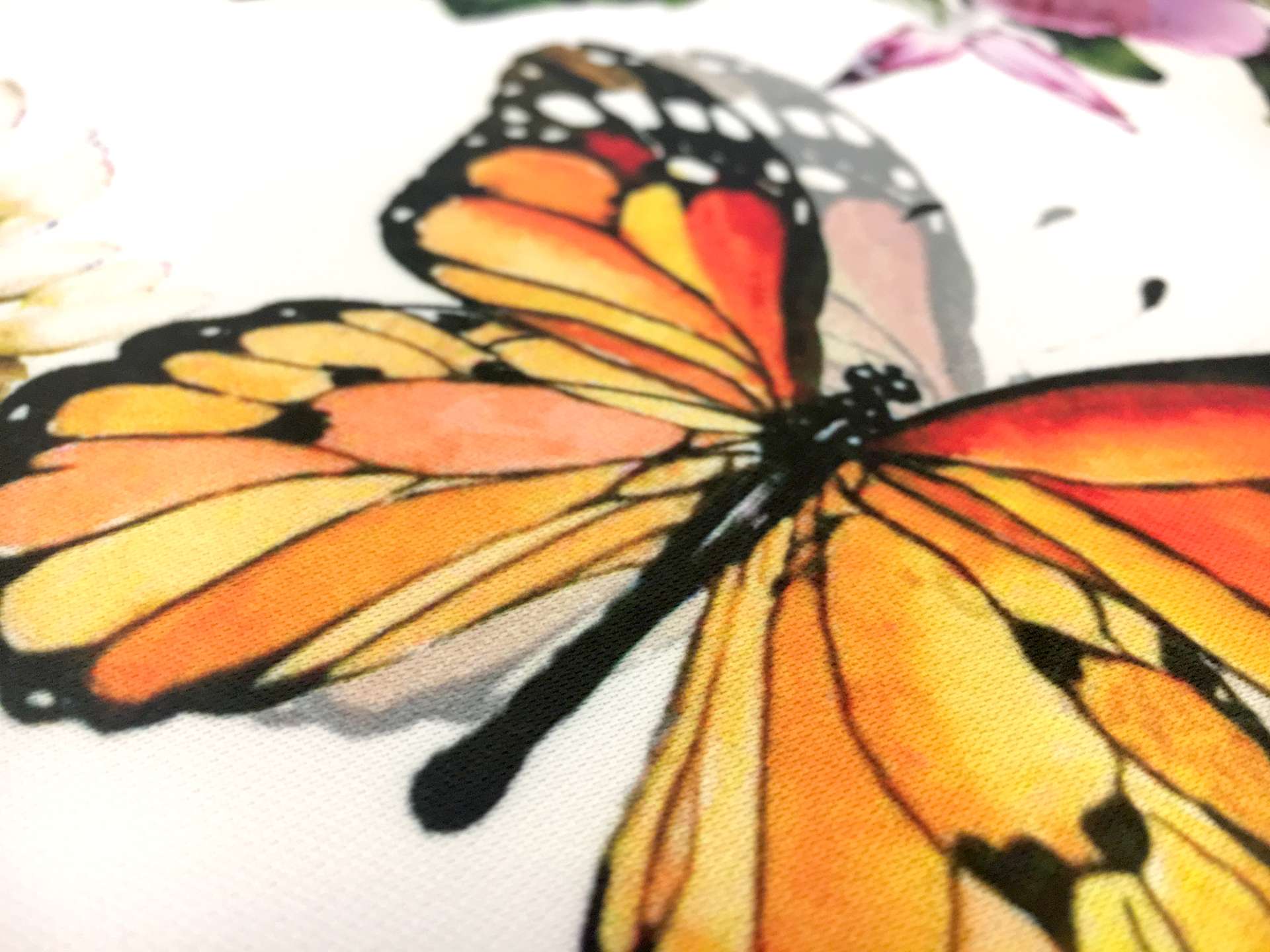 Printed Doubleface Heavy Polyester Twill with Florals and Butterflies