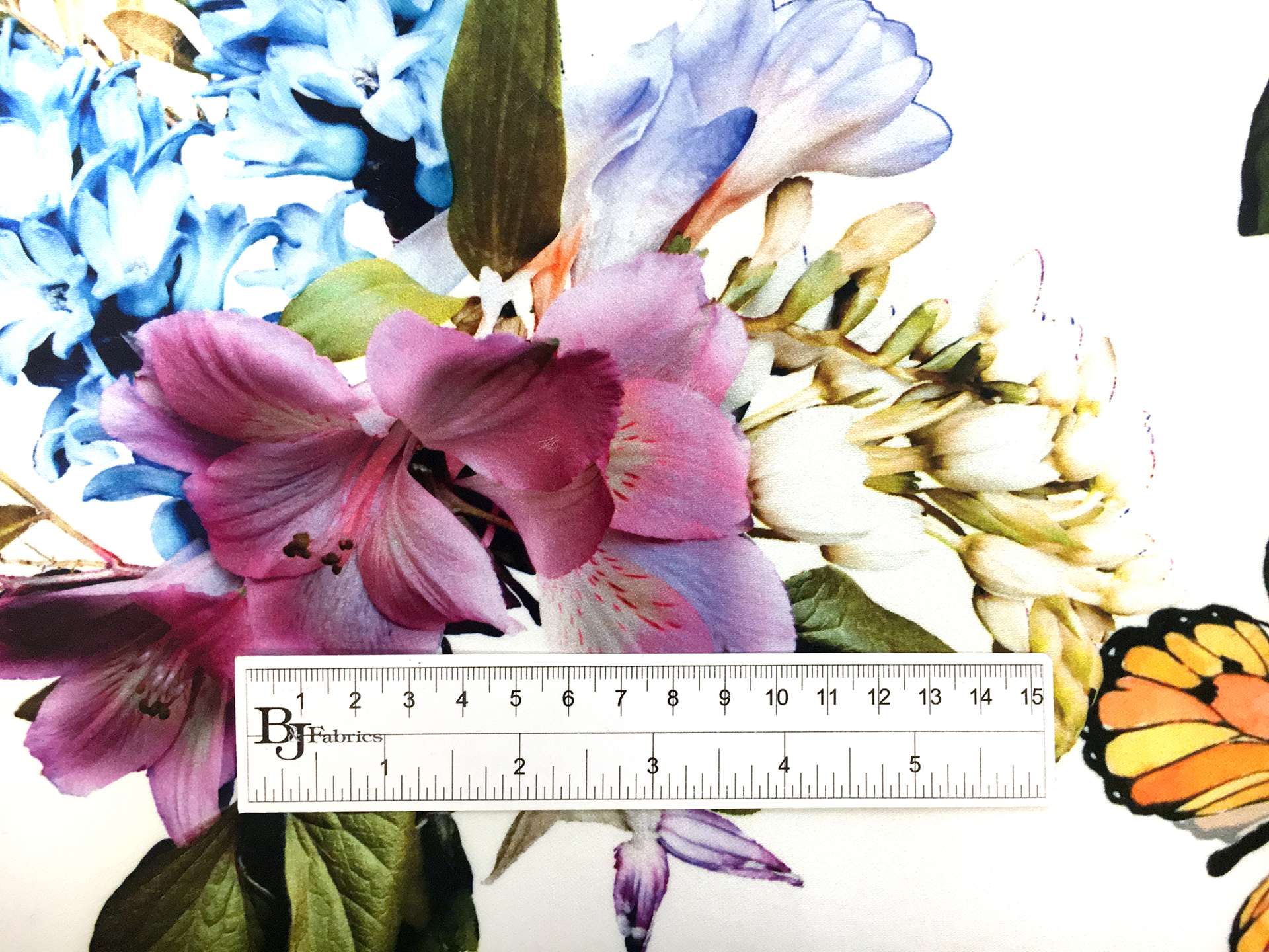 Printed Doubleface Heavy Polyester Twill with Florals and Butterflies