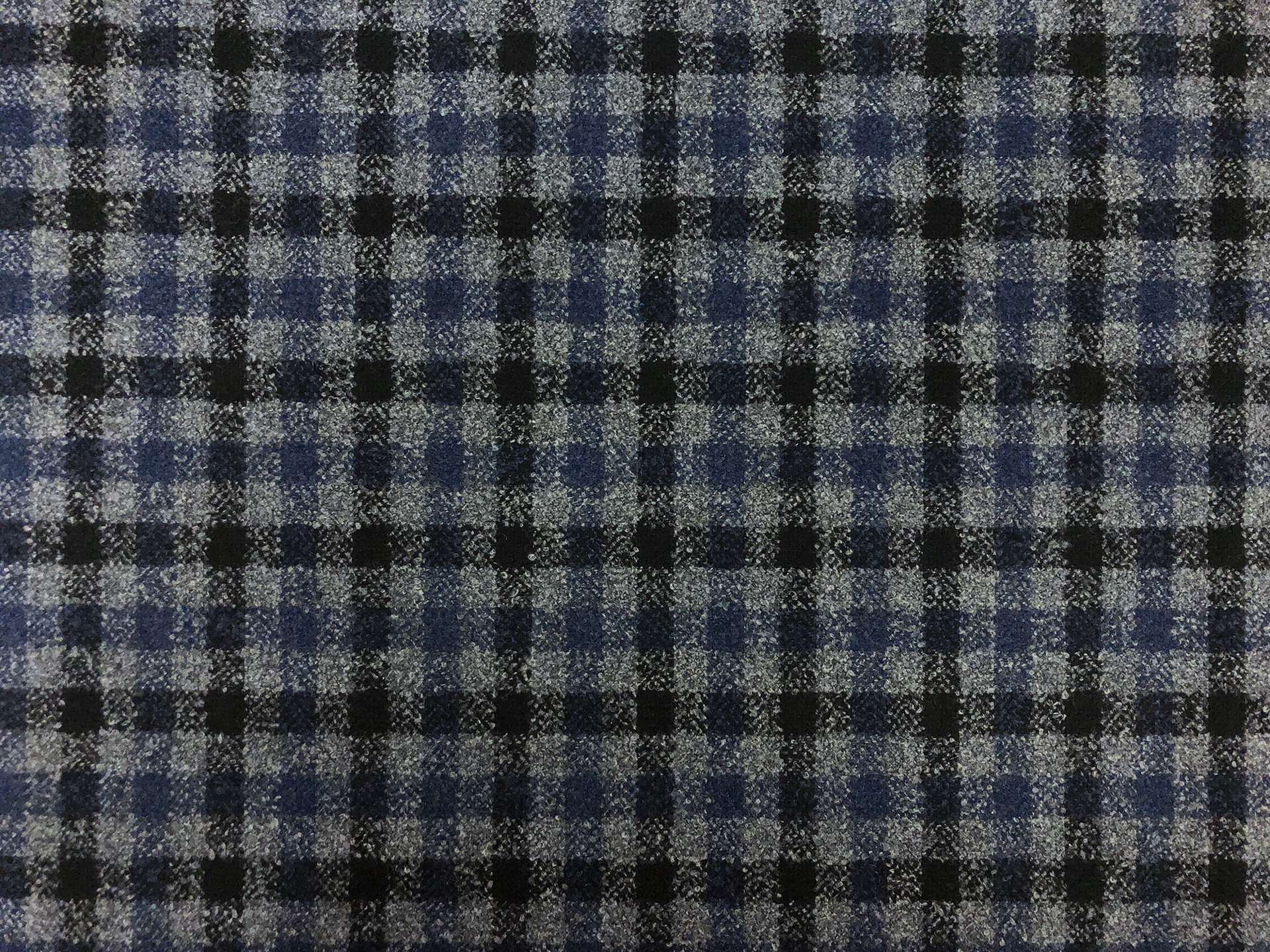 Italian Wool Check Suiting in Navy Grey Black
