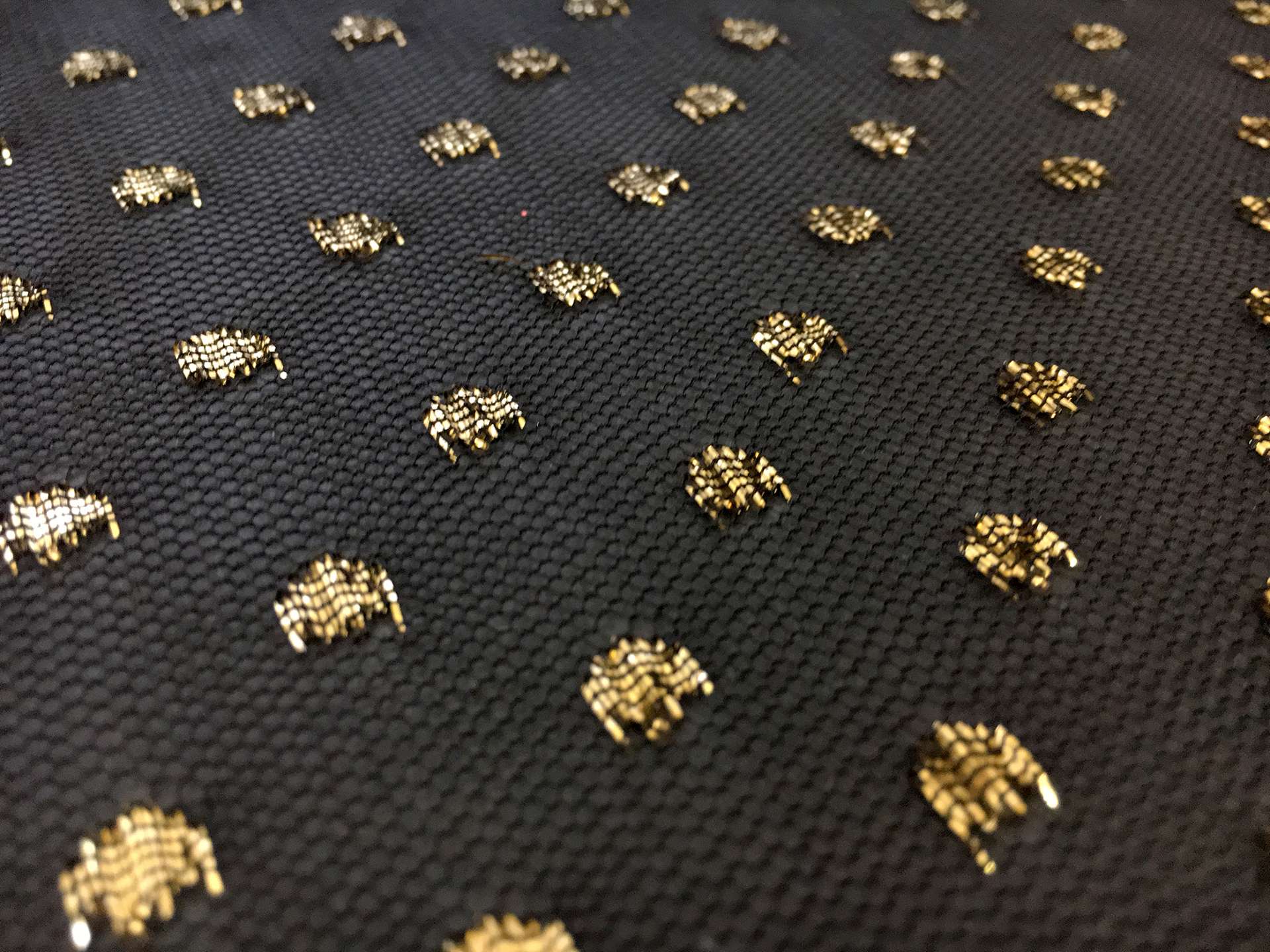 Metallic Point D'Sprit Net in Gold and White in Black and Gold