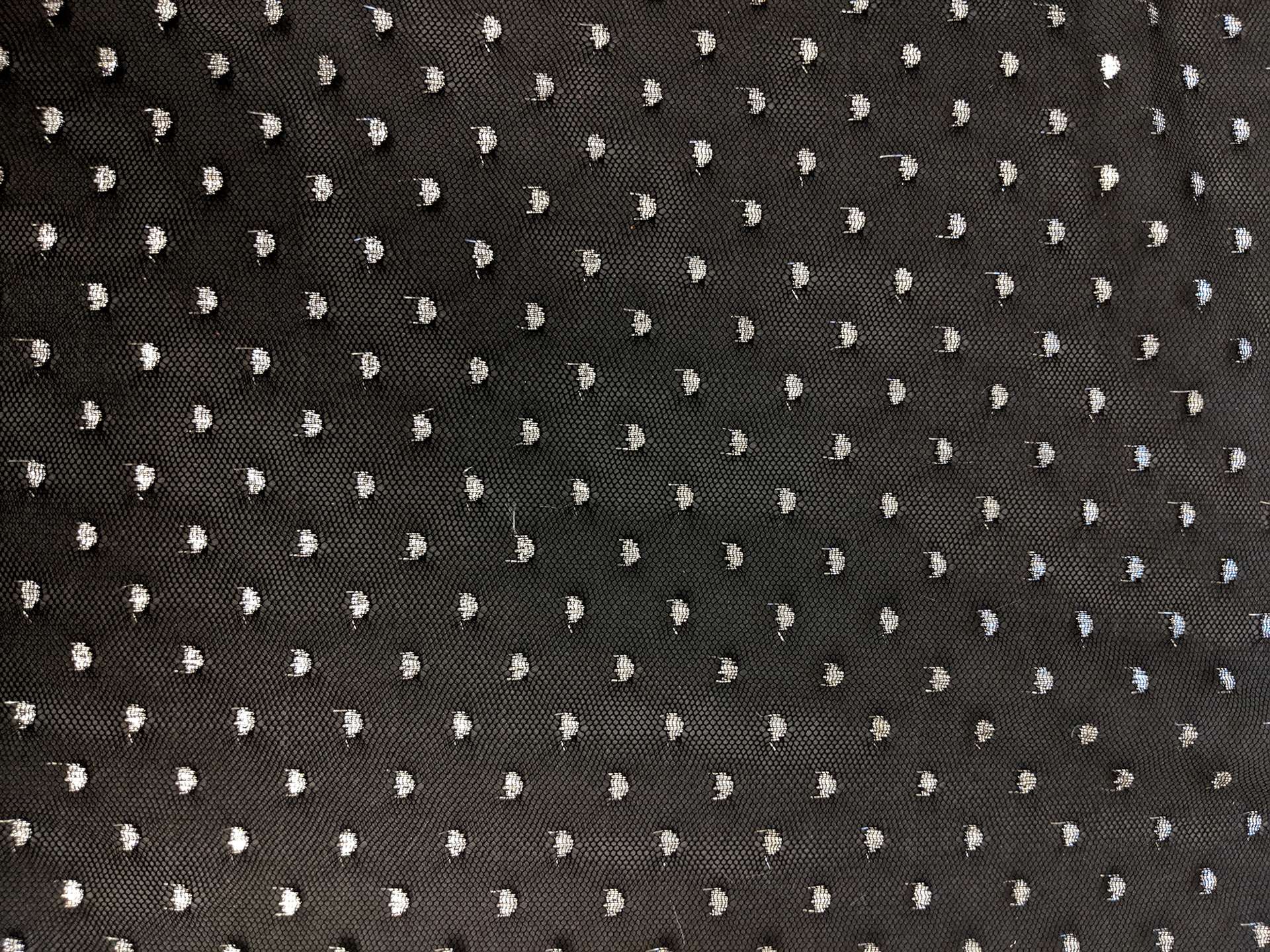 Metallic Point D'Sprit Net in Black and Silver