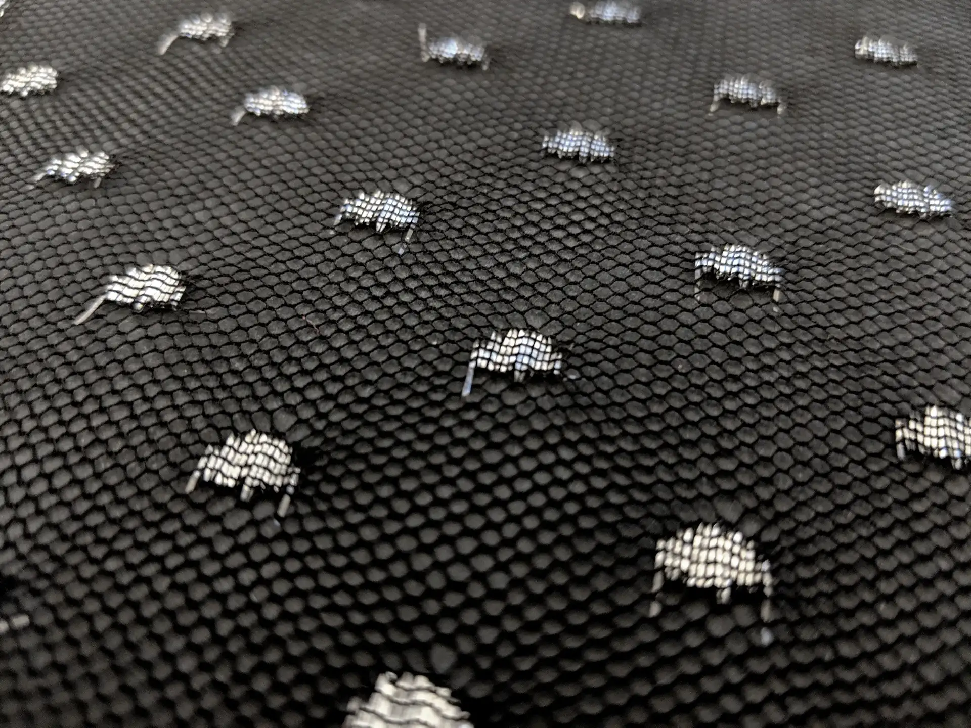 Metallic Point D'Sprit Net in Black and Silver