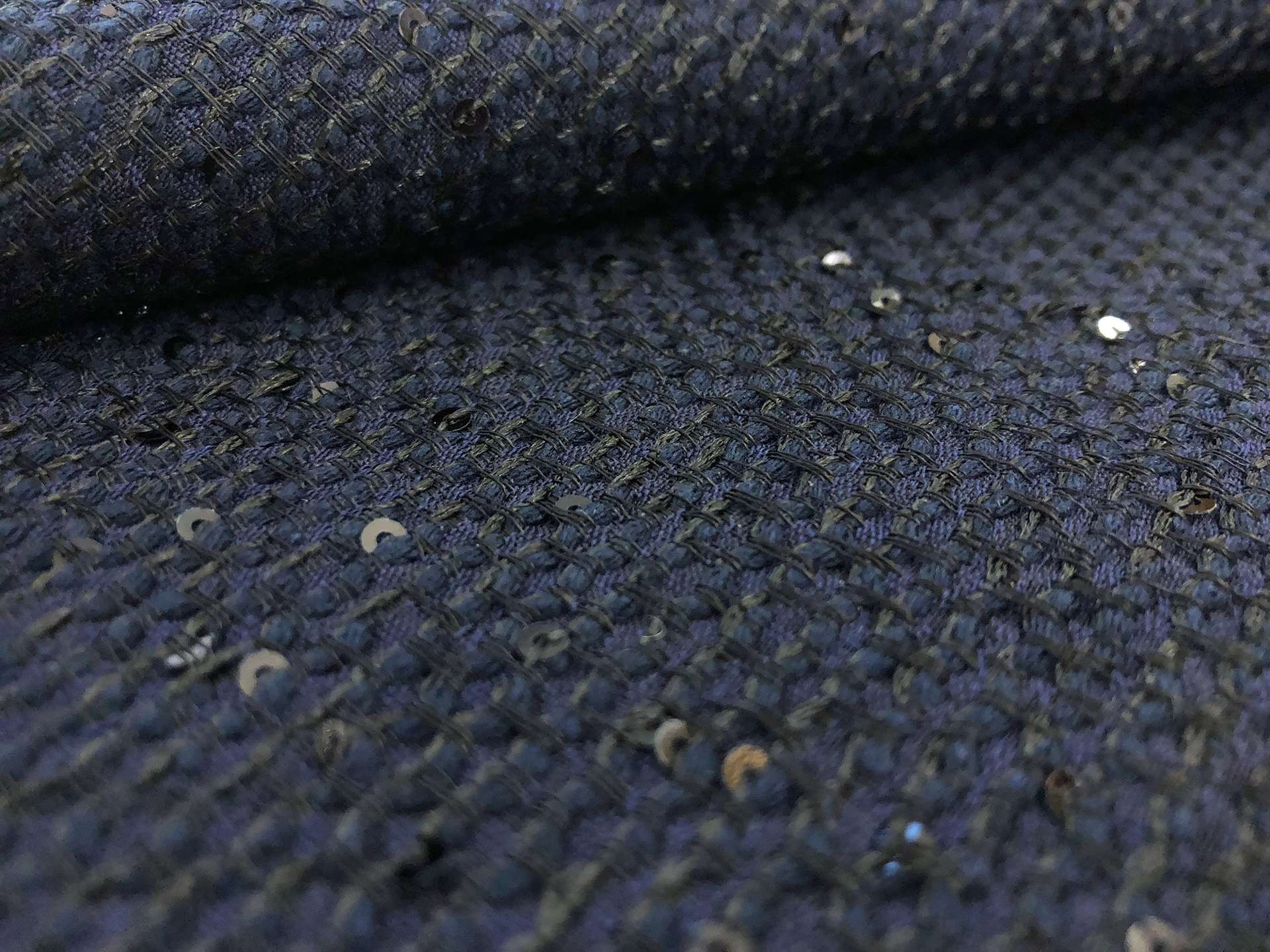 Swiss Sequined Tweed in Navy