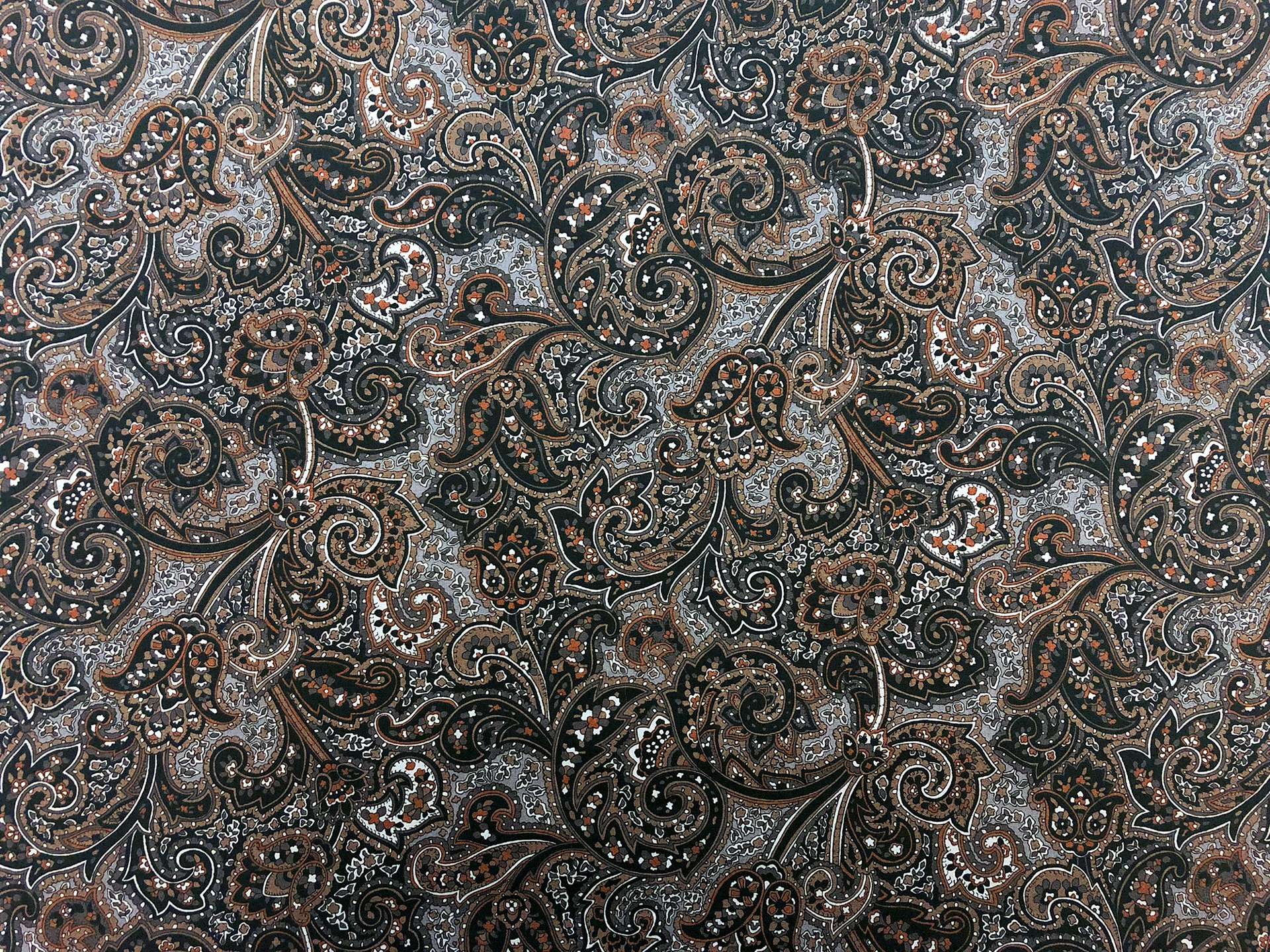 Japanese Cotton Broadcloth Paisley Print Brown Grey