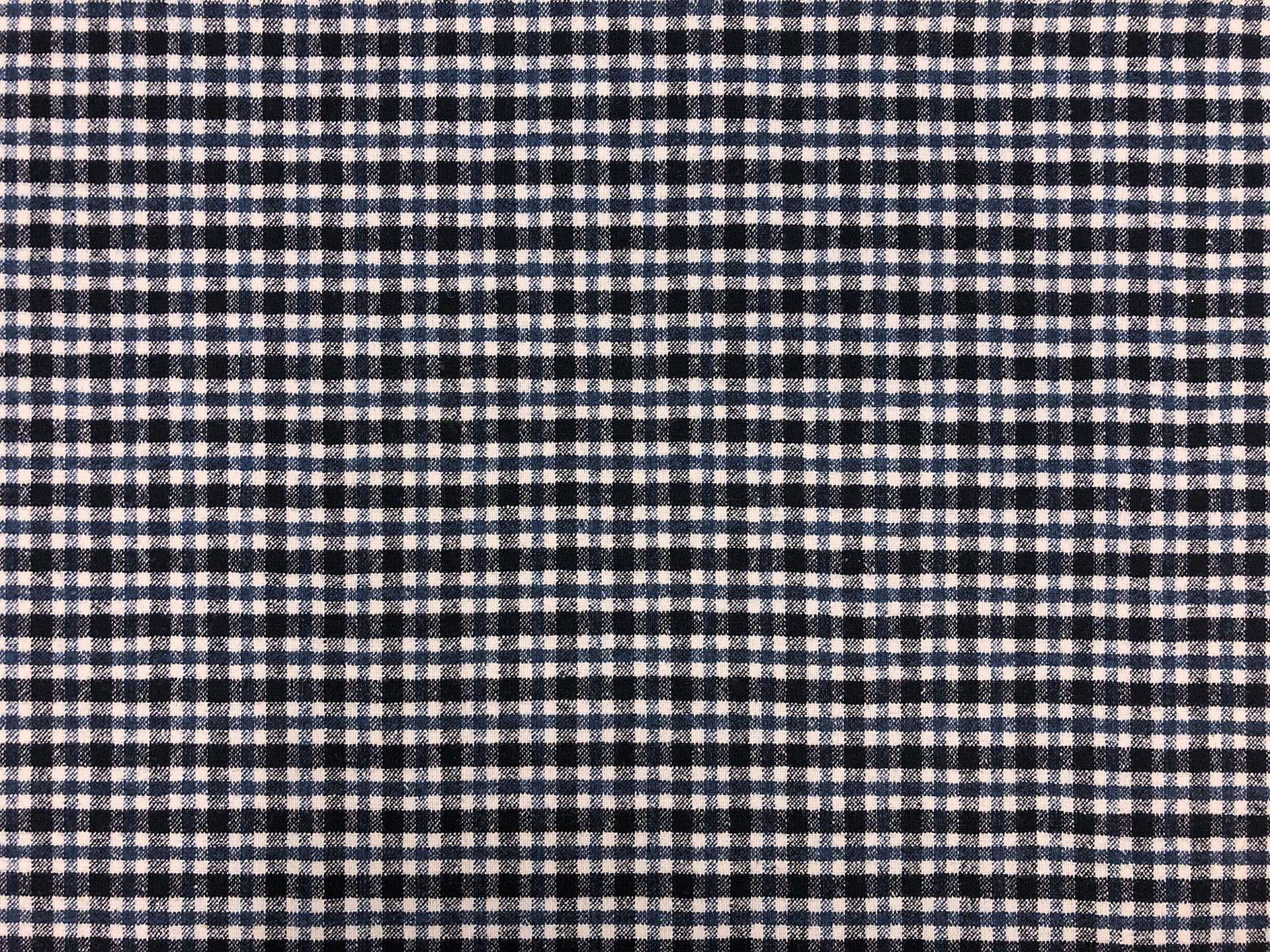Italian Stretch Tattersall Plaid Suiting in Indigo Black