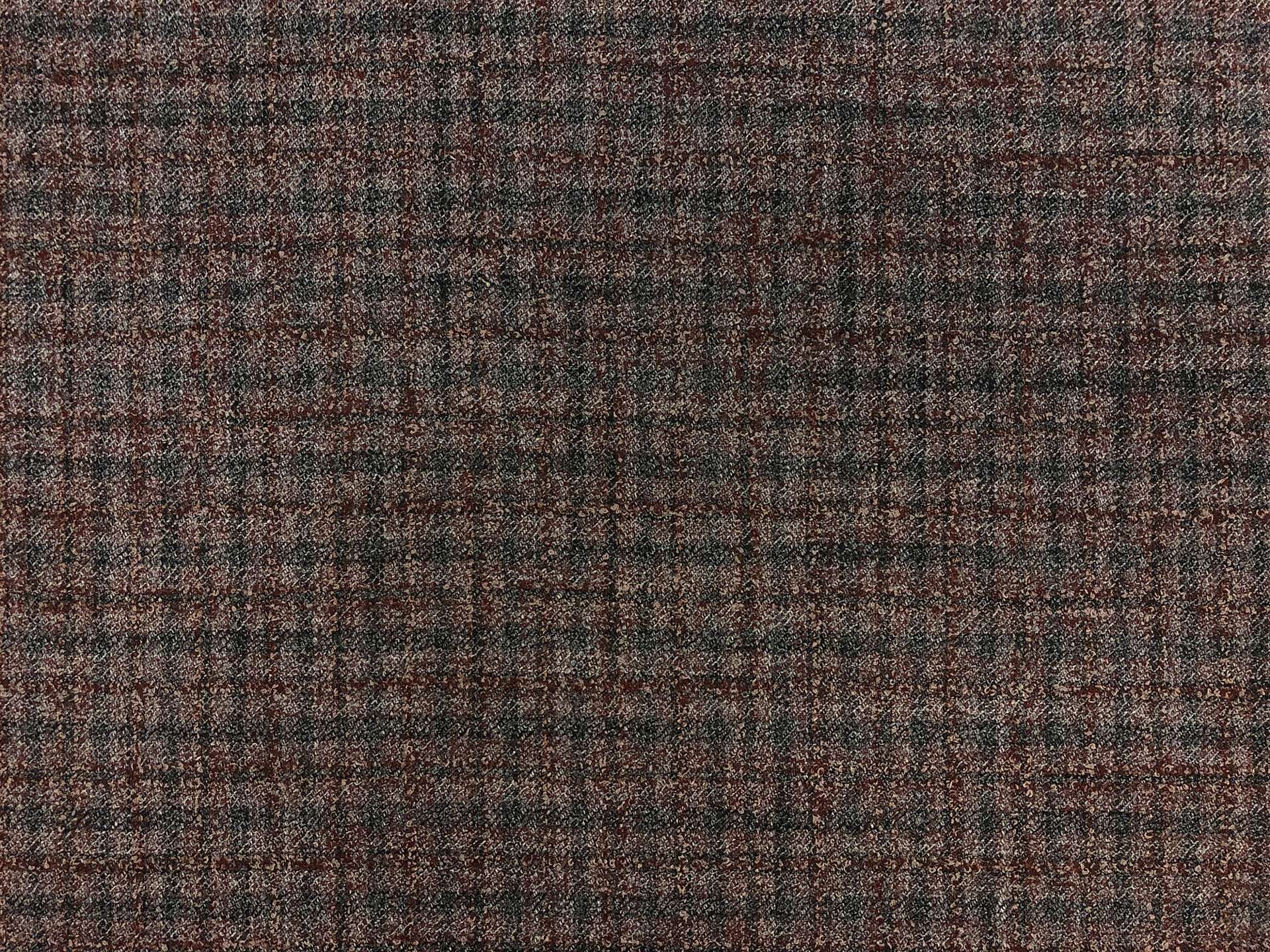Italian Wool Bamboo Blend Plaid Suiting in Umber
