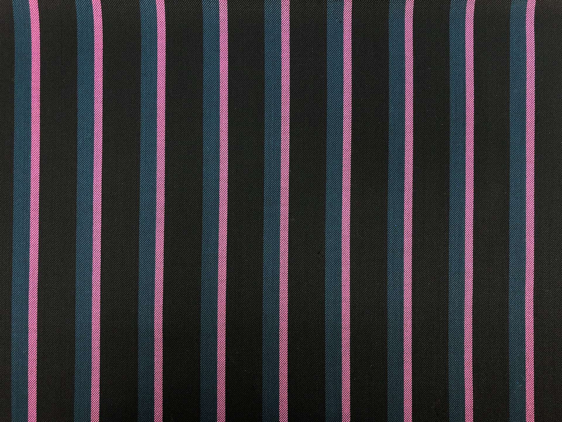 Wool Lycra Suiting Stripe in Black Teal Pink