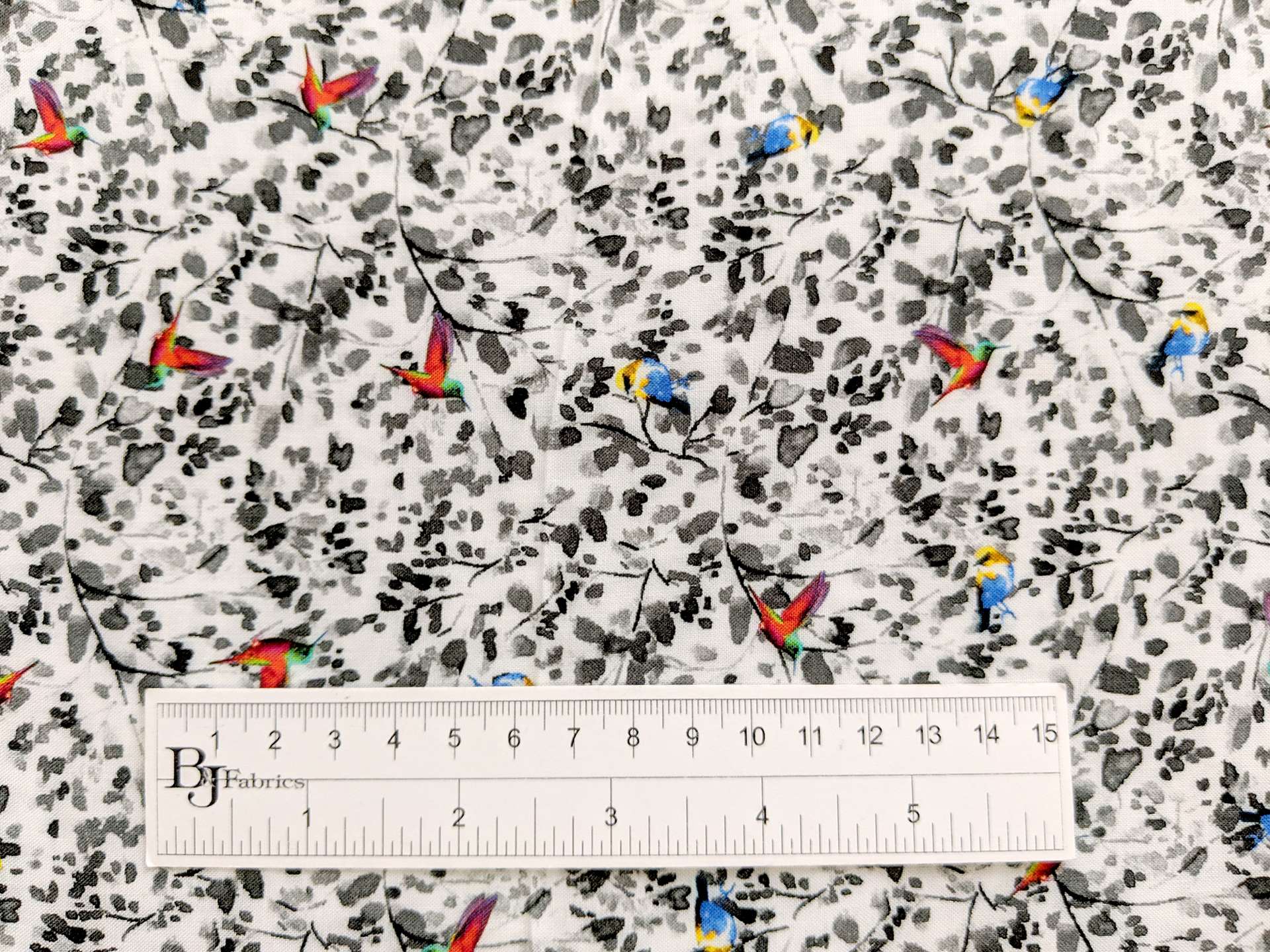 Viscose Print with Small Florals and Birds