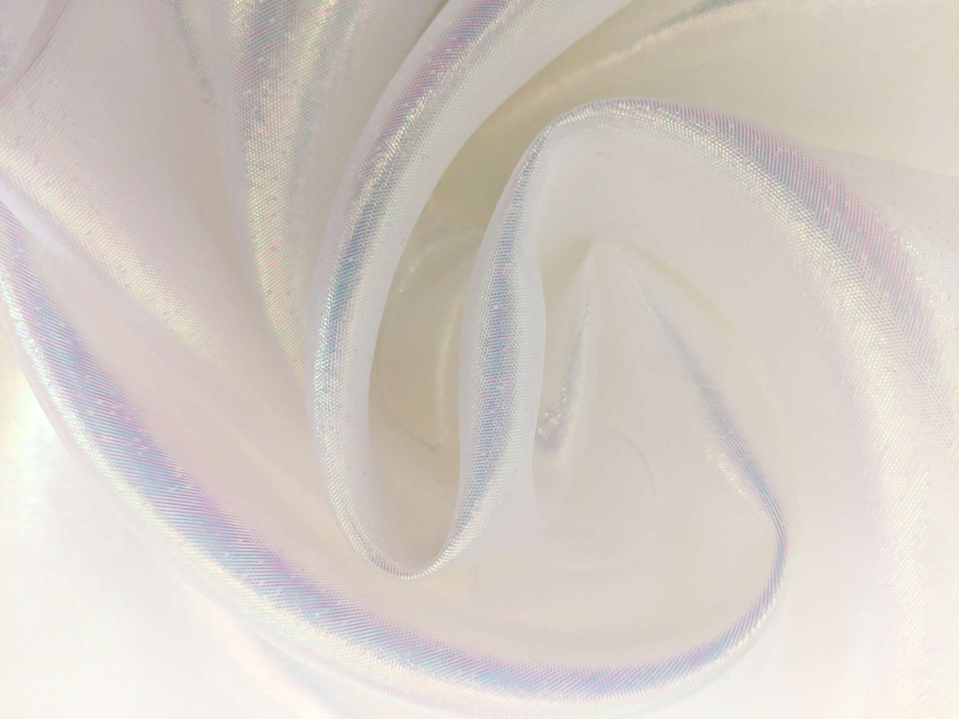 Sheer Opalescent Organza in White