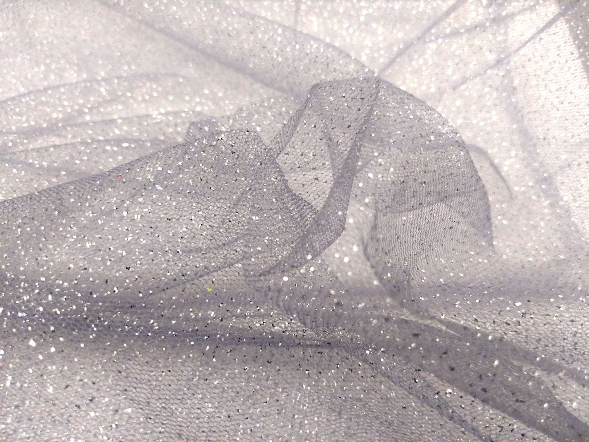 Glitter Tulle In Steel