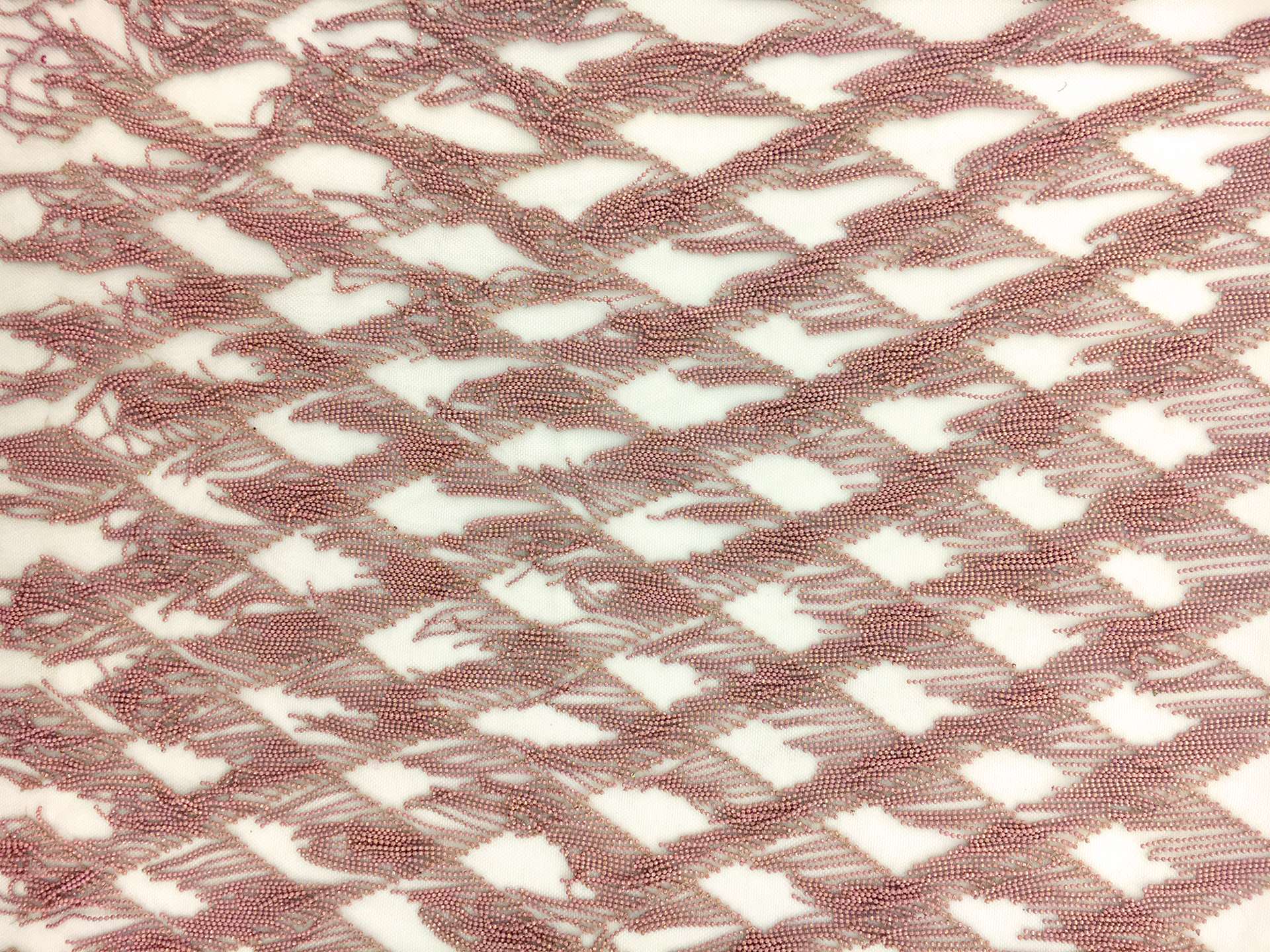 Novelty Tulle in Rose Gold Beaded Fringe
