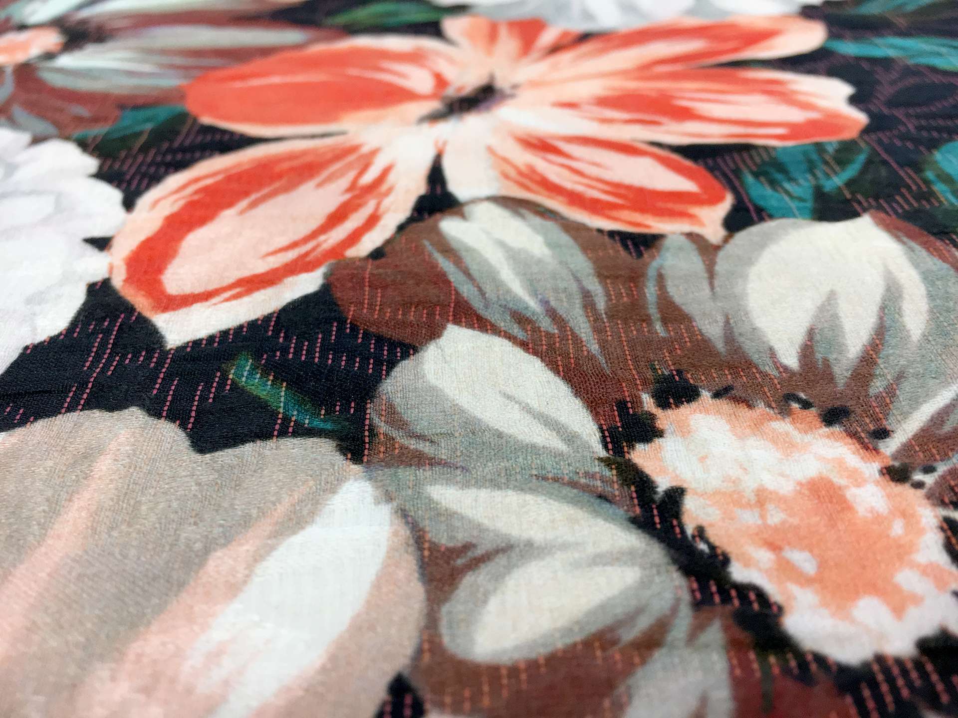 Cotton and Silk Blend Floral Matelassé