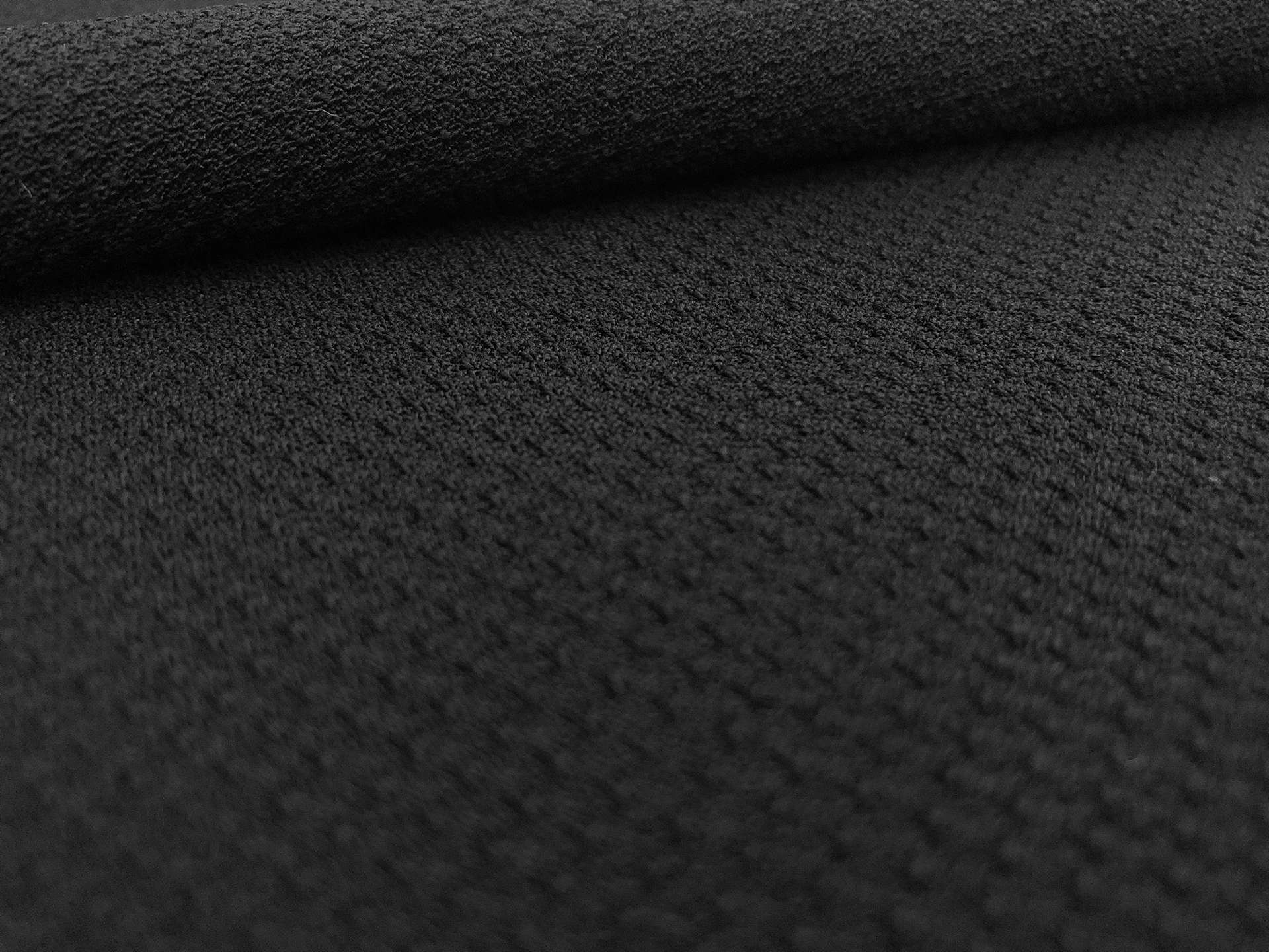 Italian Stretch Wool Crepe Pique in Black