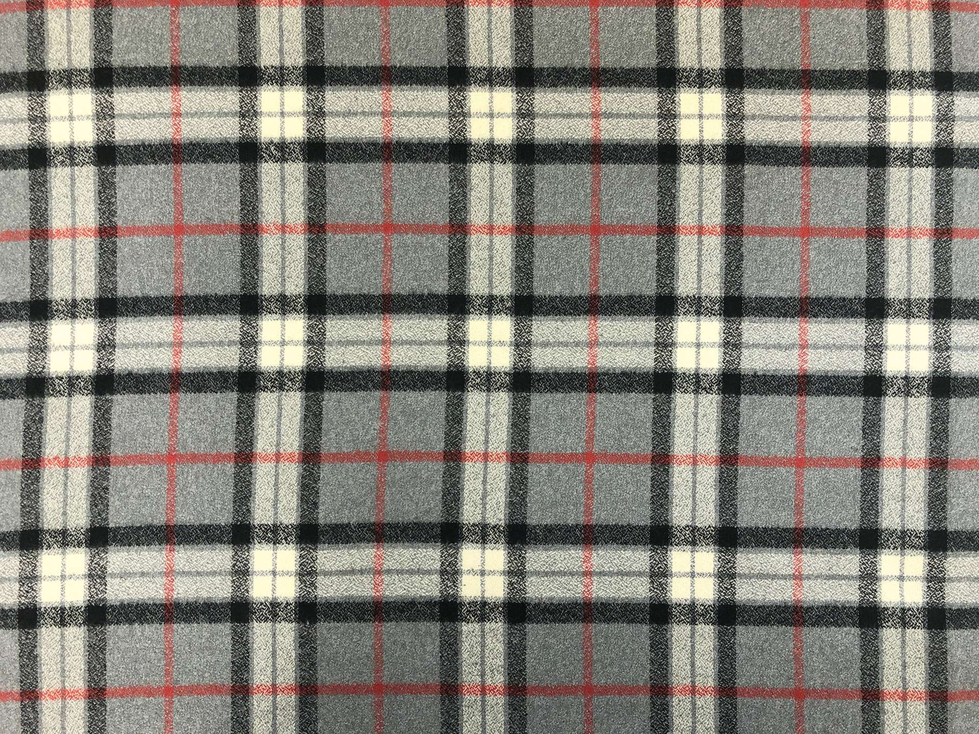 Cotton Flannel Plaid in Grey Red Black