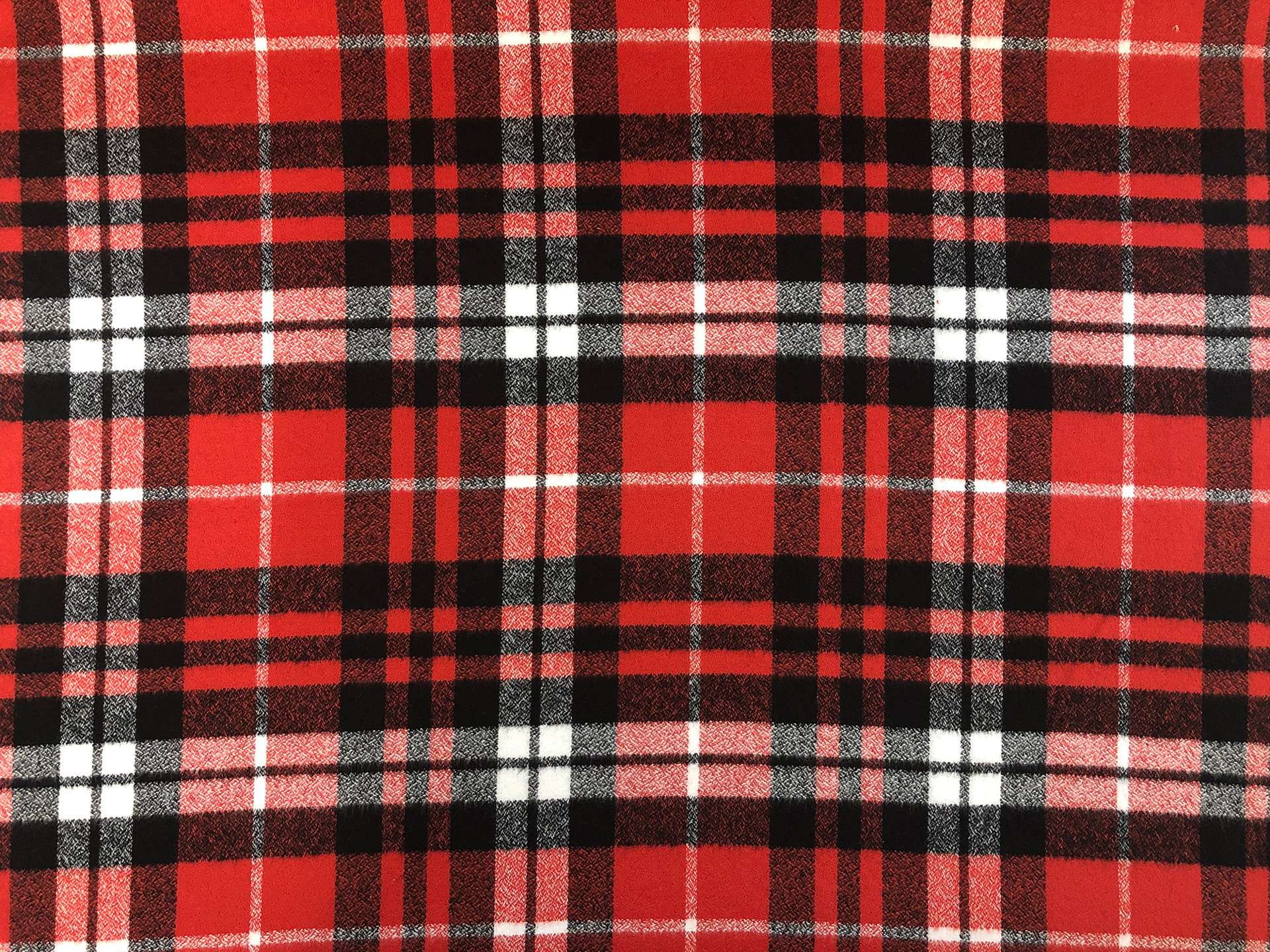 Cotton Flannel Plaid in Red Black White