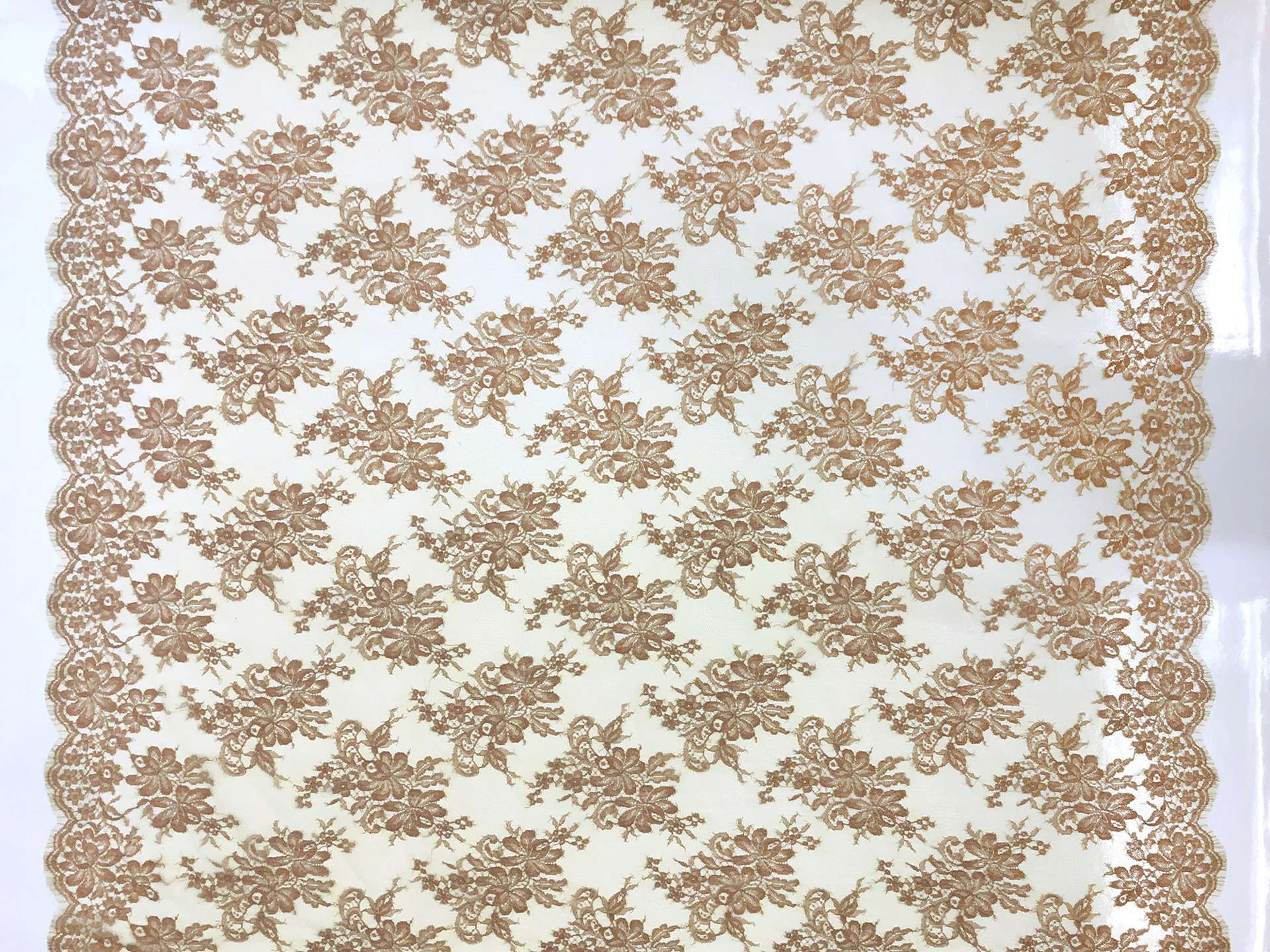 Metallic Floral Chantilly Lace in Lime and Copper