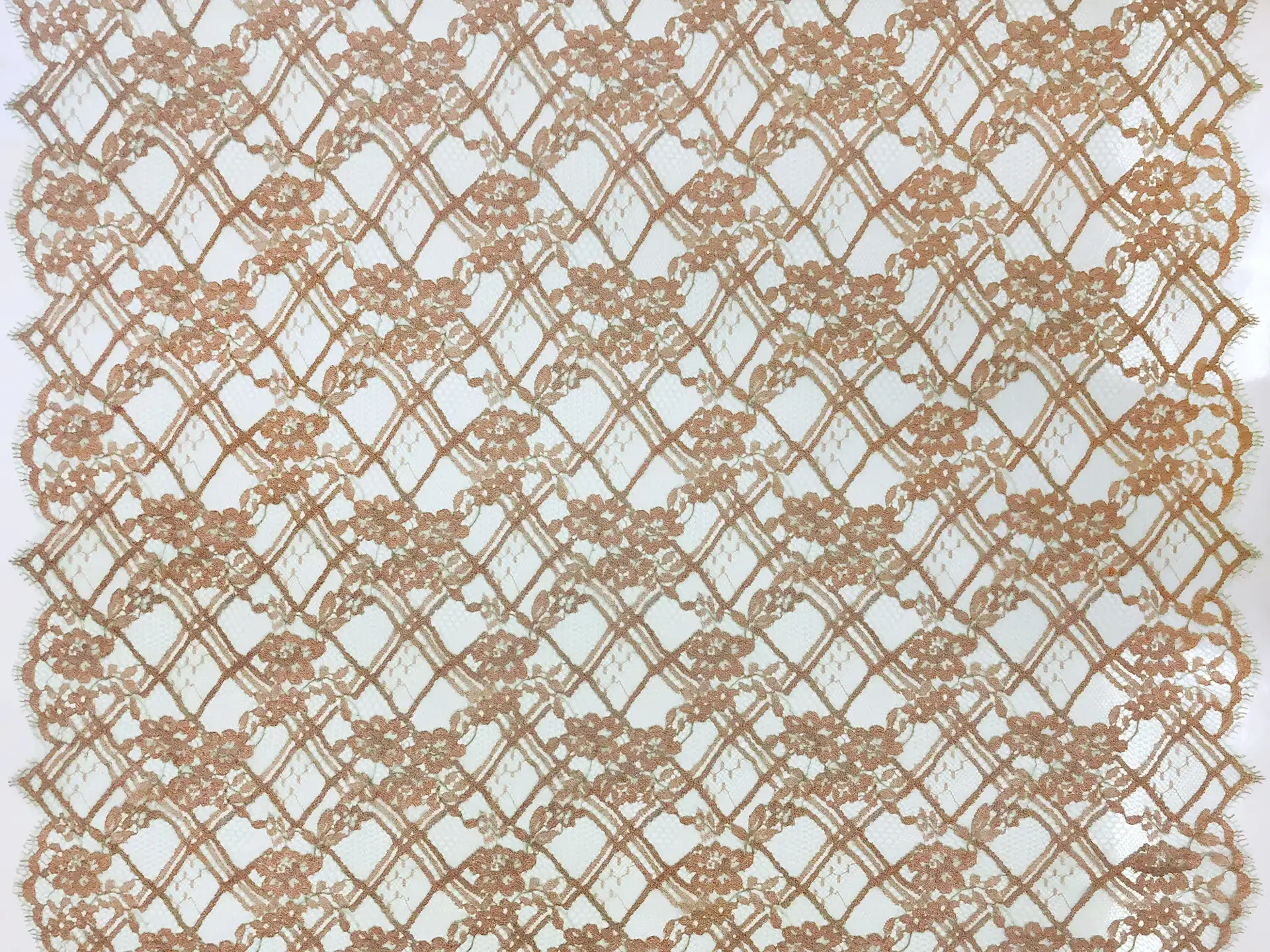 Metallic Floral Chantilly Lace in Mint and Pumpkin 