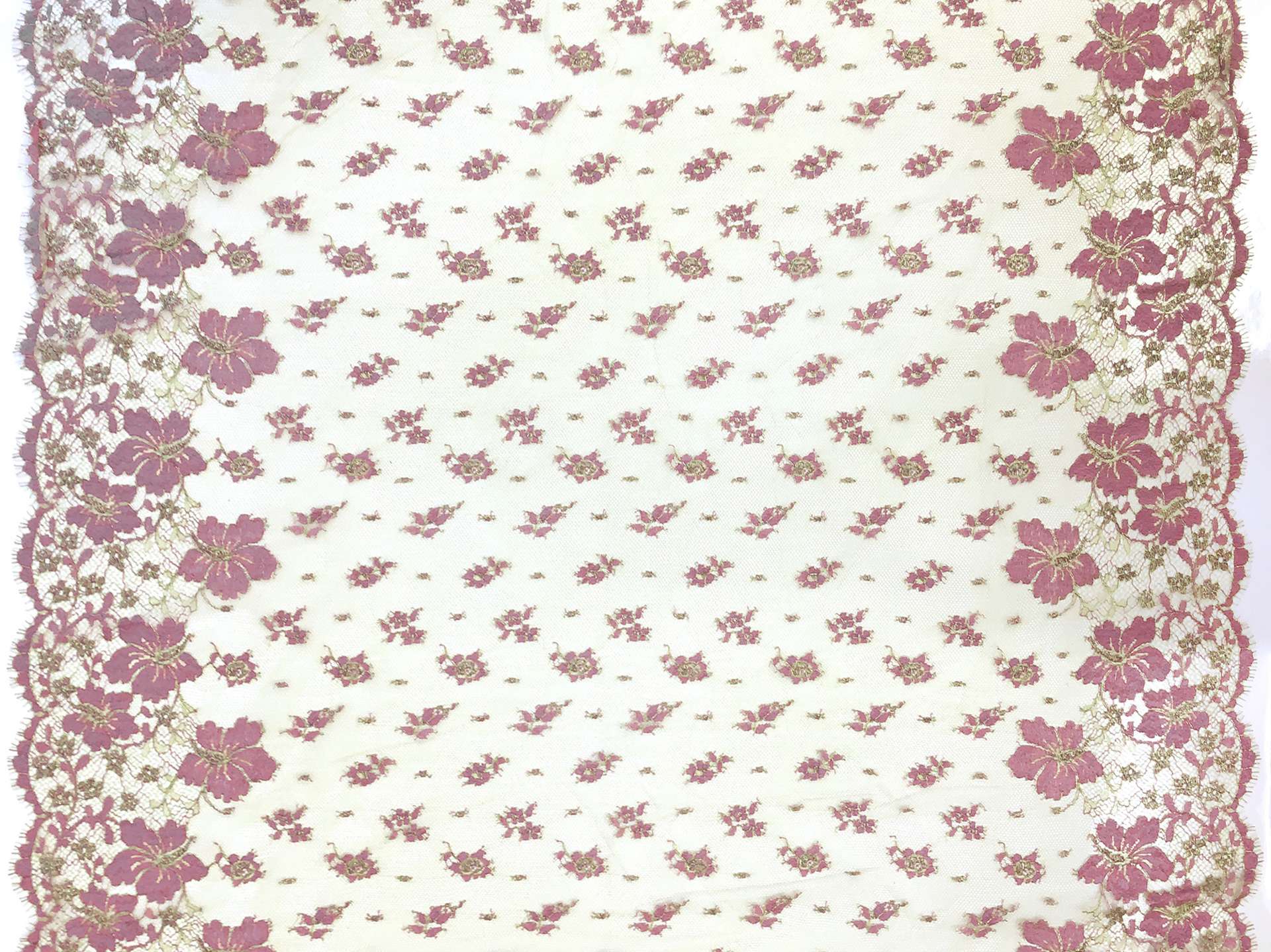 Metallic Floral Chantilly Lace in Green and Violet