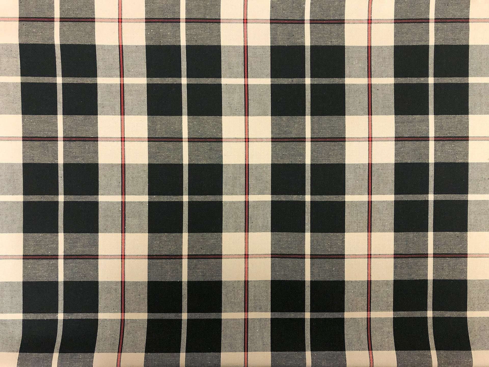 Japanese Cotton Twill Plaid in Tan and Black