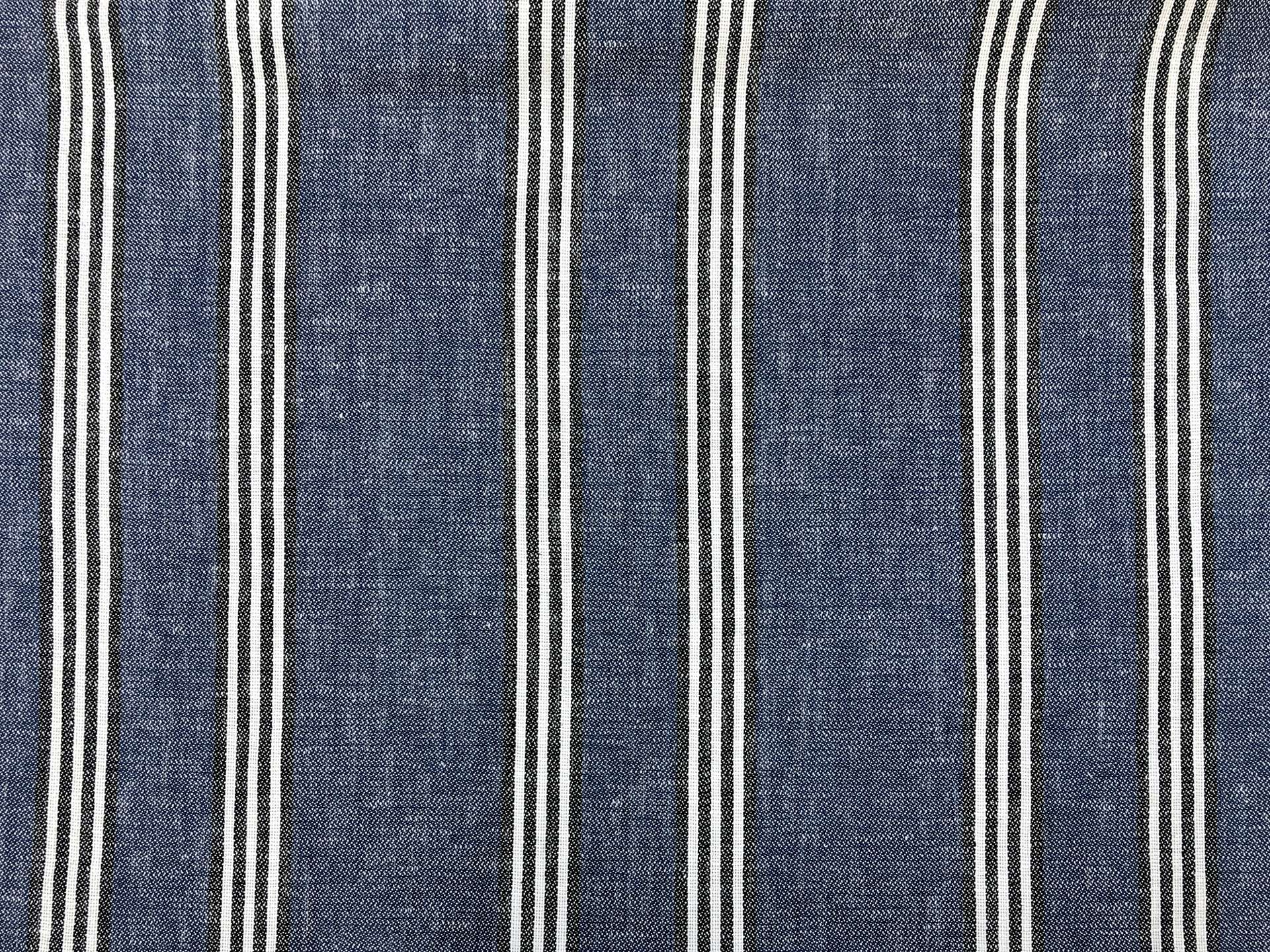 Linen Cotton Blend Stripe in Denim and Black