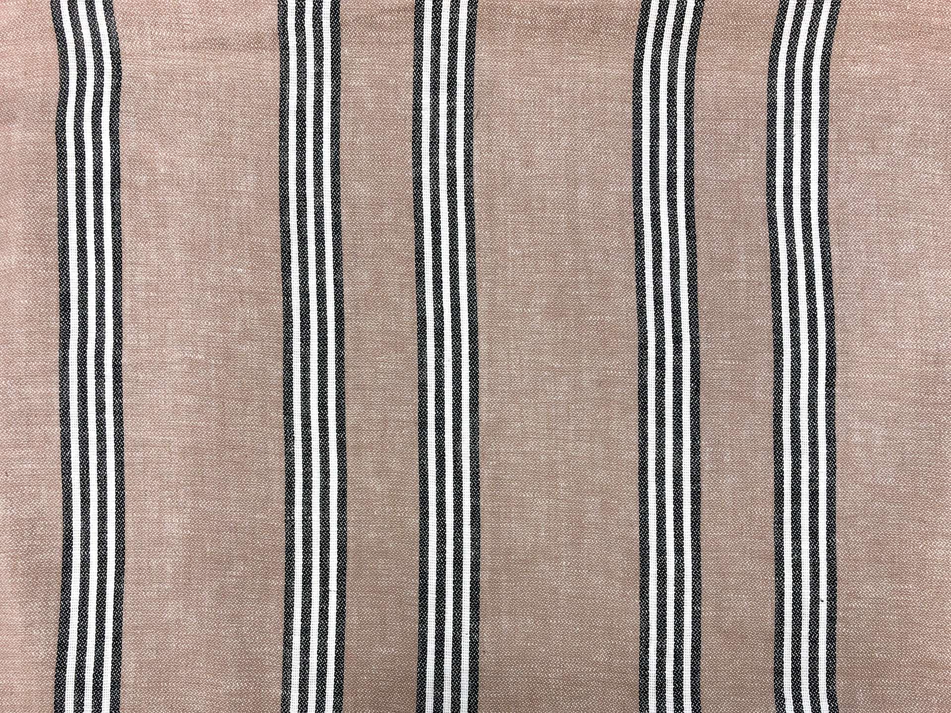 Linen Cotton Blend Stripe in Honey and Black