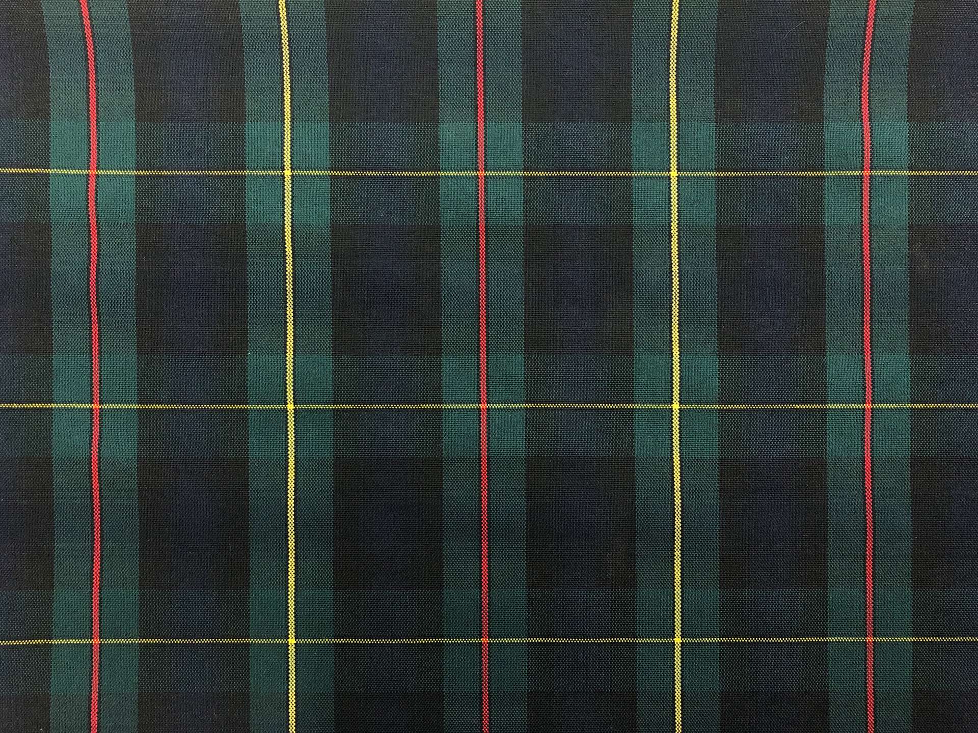 Polyester Poplin Plaid in Green Navy Yellow and Red