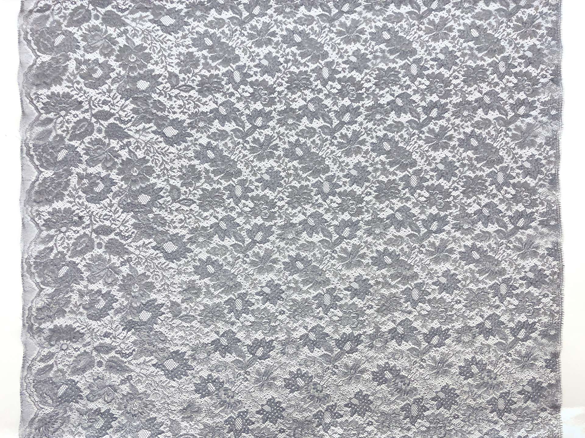 Metallic Floral Chantilly Lace in Navy and Silver