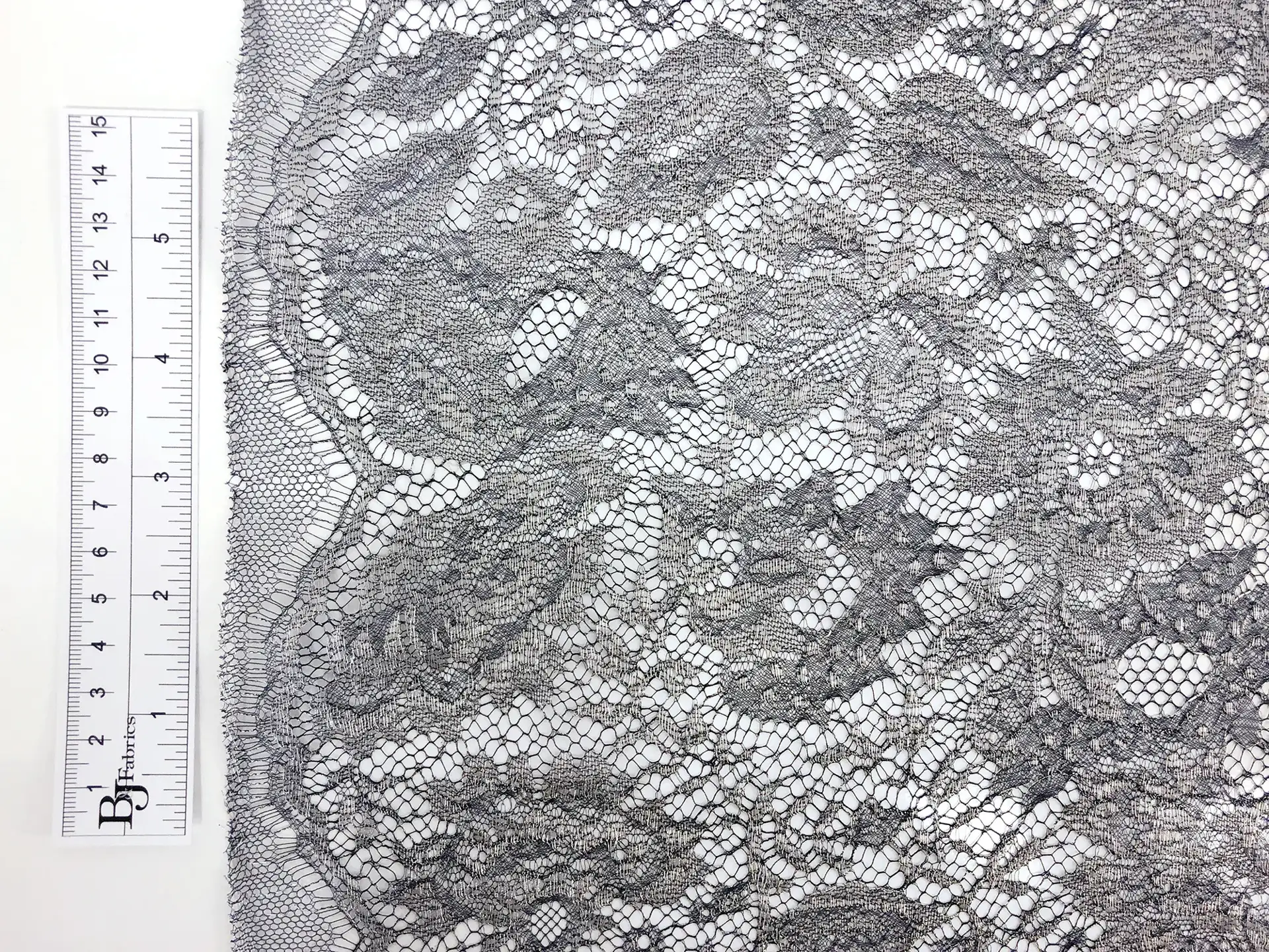 Metallic Floral Chantilly Lace in Navy and Silver