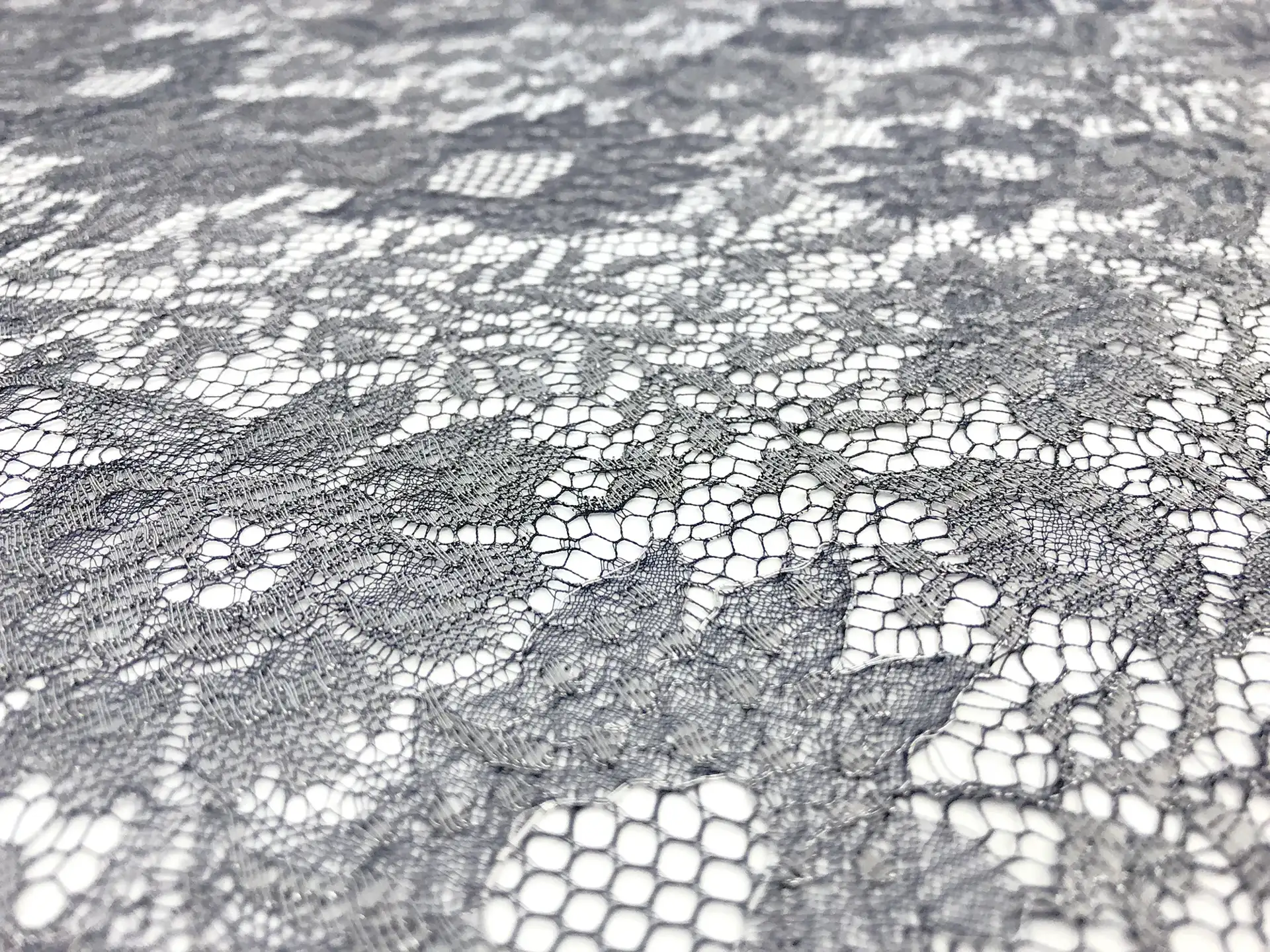 Metallic Floral Chantilly Lace in Navy and Silver