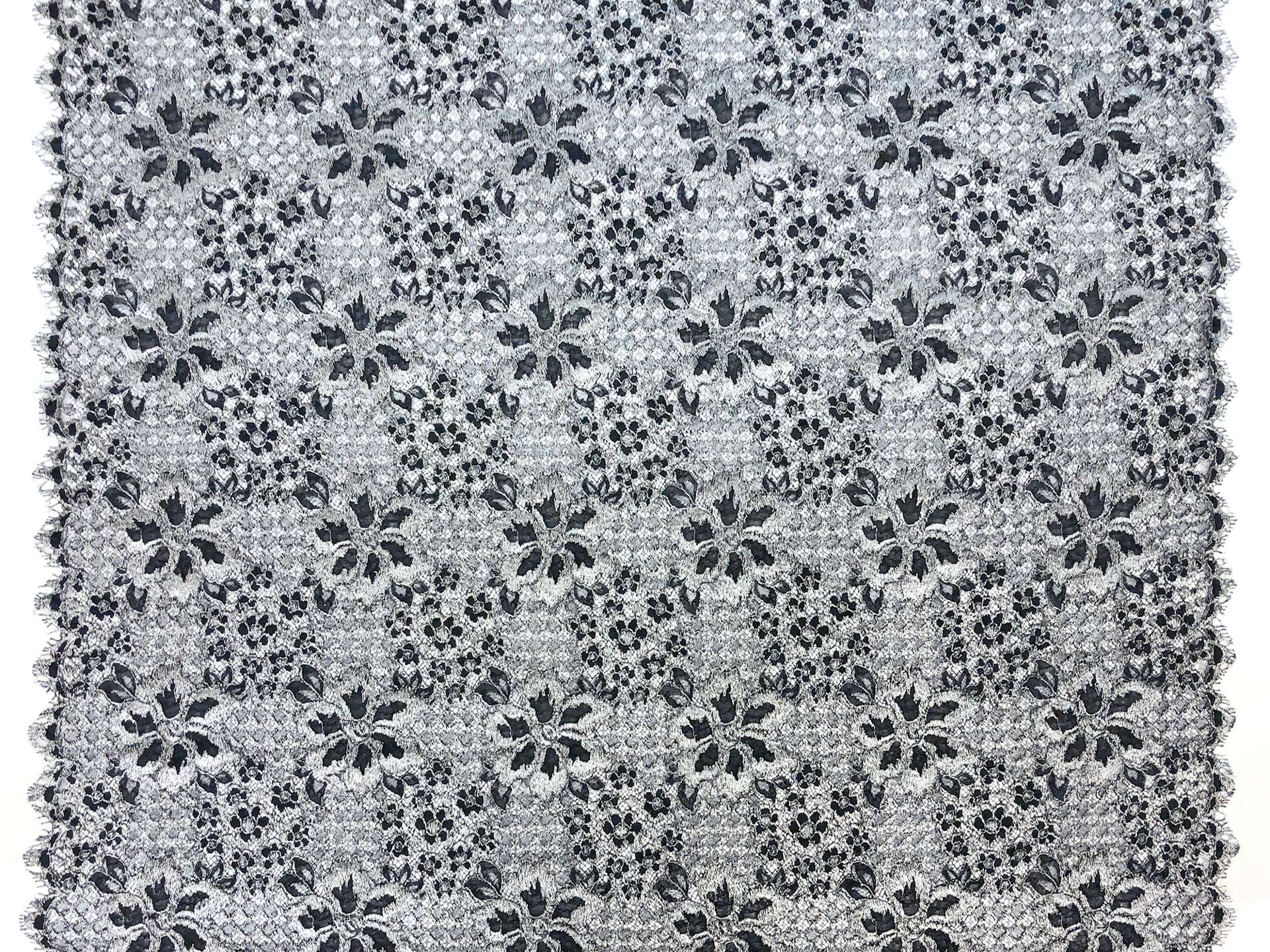 Metallic Floral Lace in Midnight and Silver