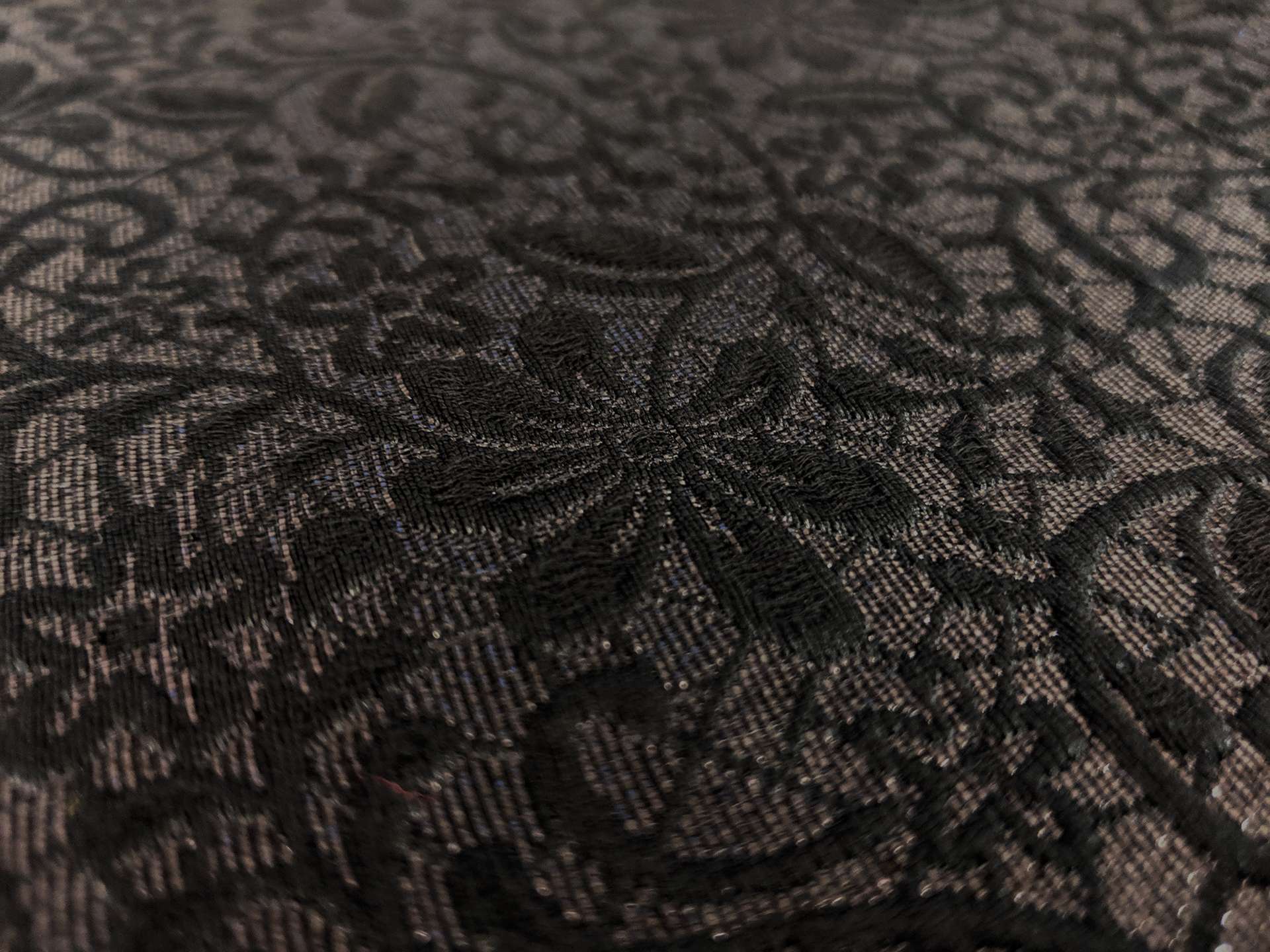 Swiss Silk and Polyester Blend Metallic Brocade with Floral Motifs 