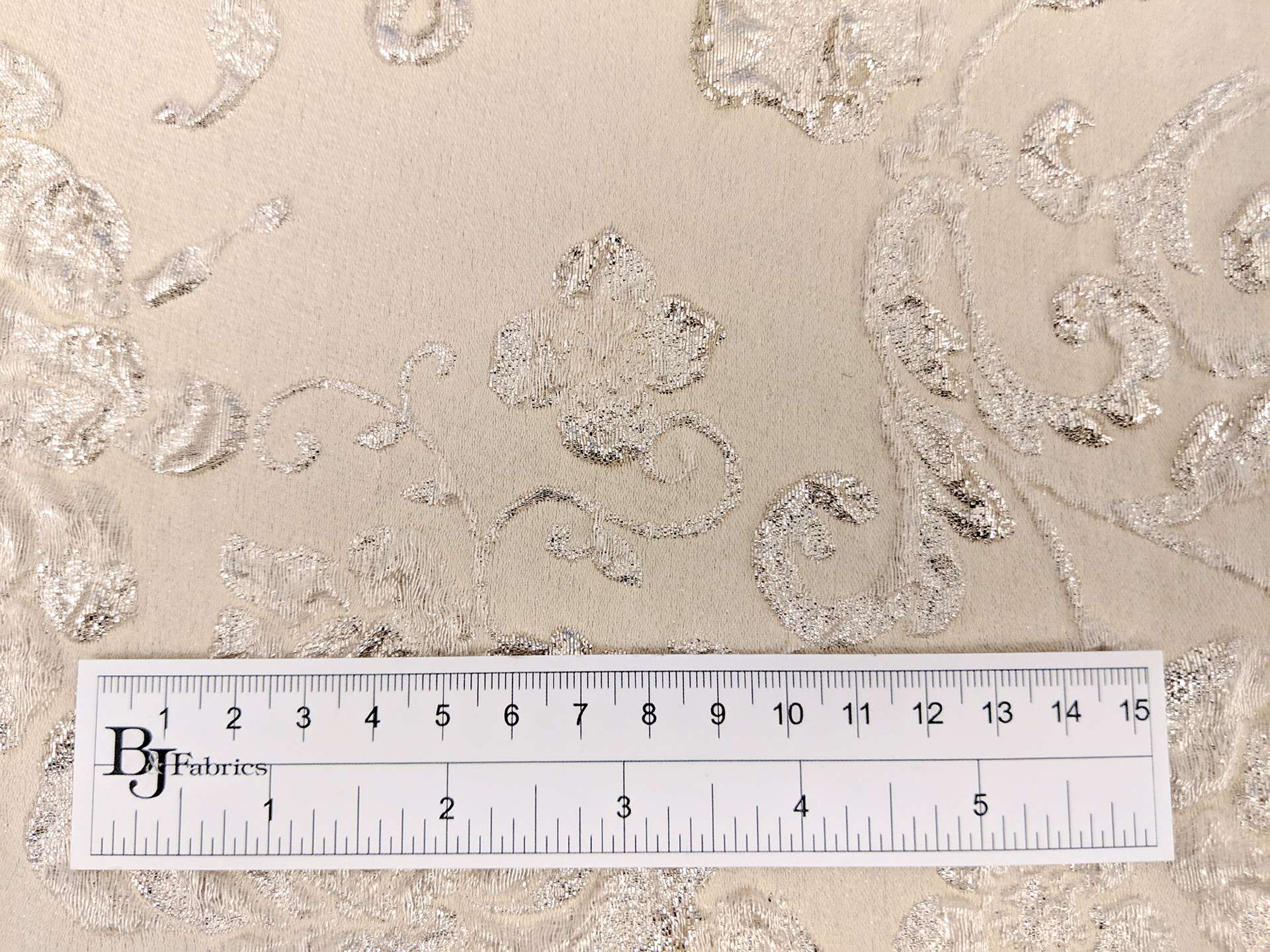 Silk & Polyester Blend Metallic Floral Cloqué Brocade