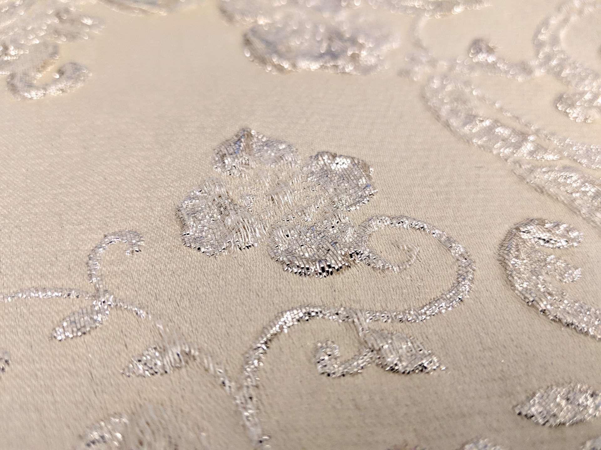 Silk & Polyester Blend Metallic Floral Cloqué Brocade
