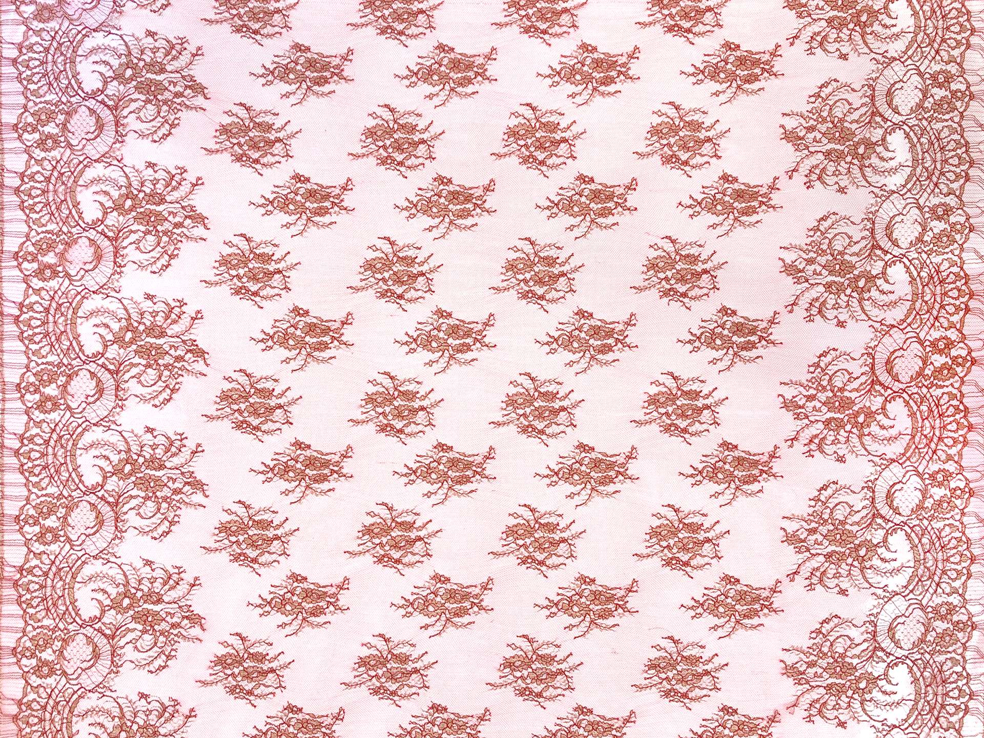 Metallic Floral Chantilly Lace in Bright Red and Gold