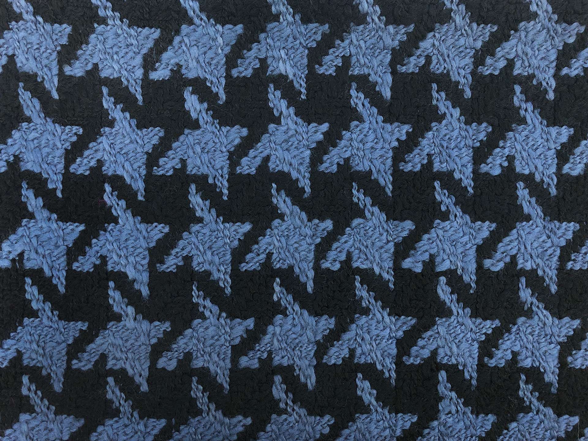 Wool Oversized Houndstooth Tweed in Blue and Black