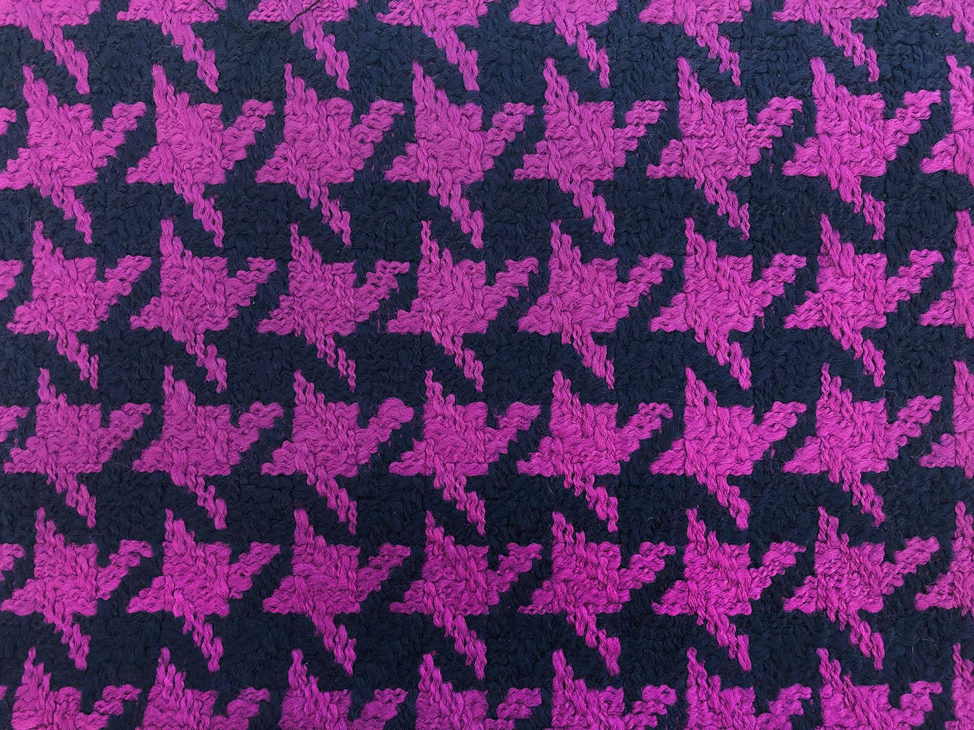 Wool Oversized Houndstooth Tweed in Fuchsia and Navy