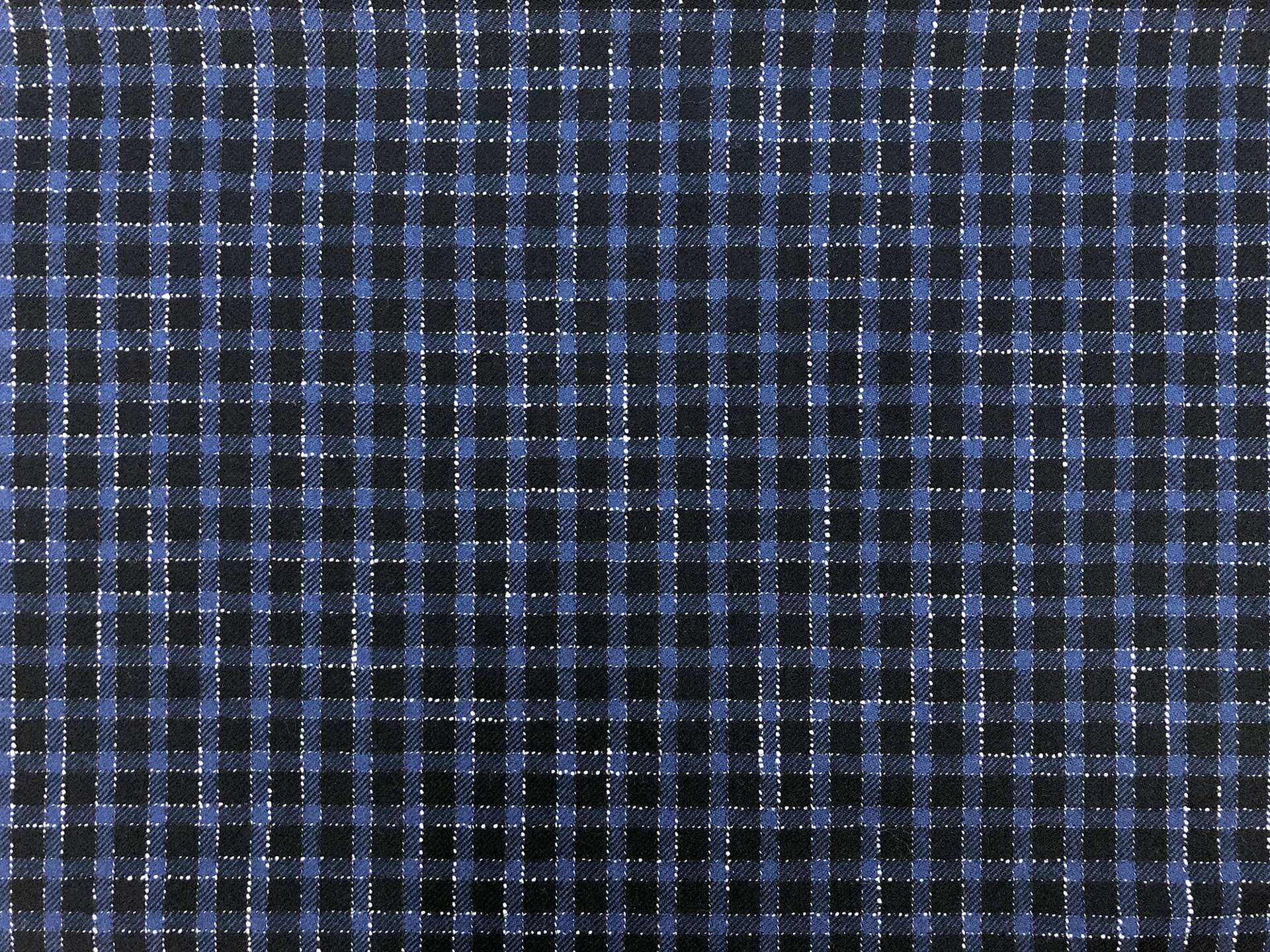 Italian Wool Blend Novelty Check Suiting in Black Blue