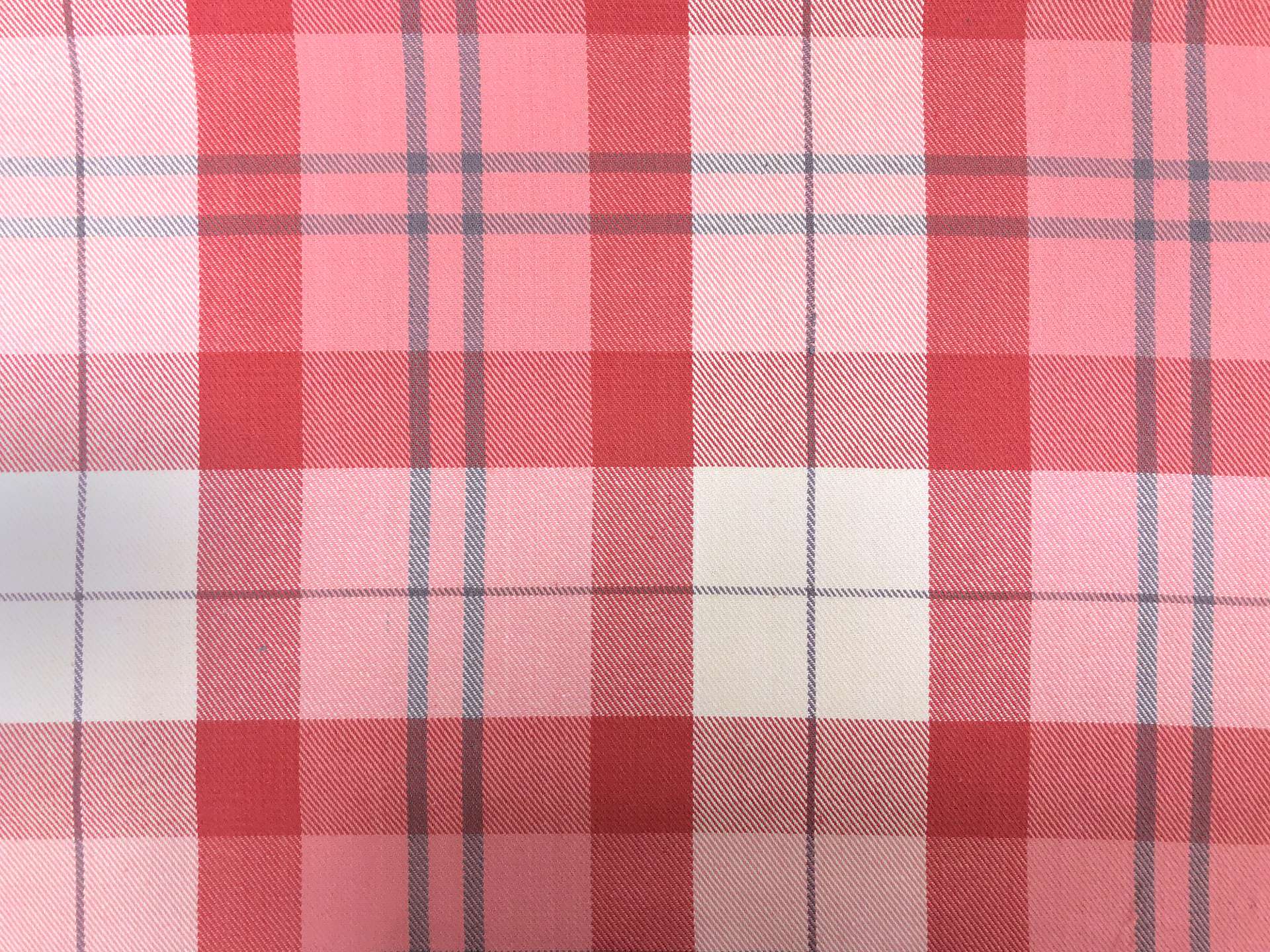 Cotton Twill Upholstery Plaid in Salmon Pink