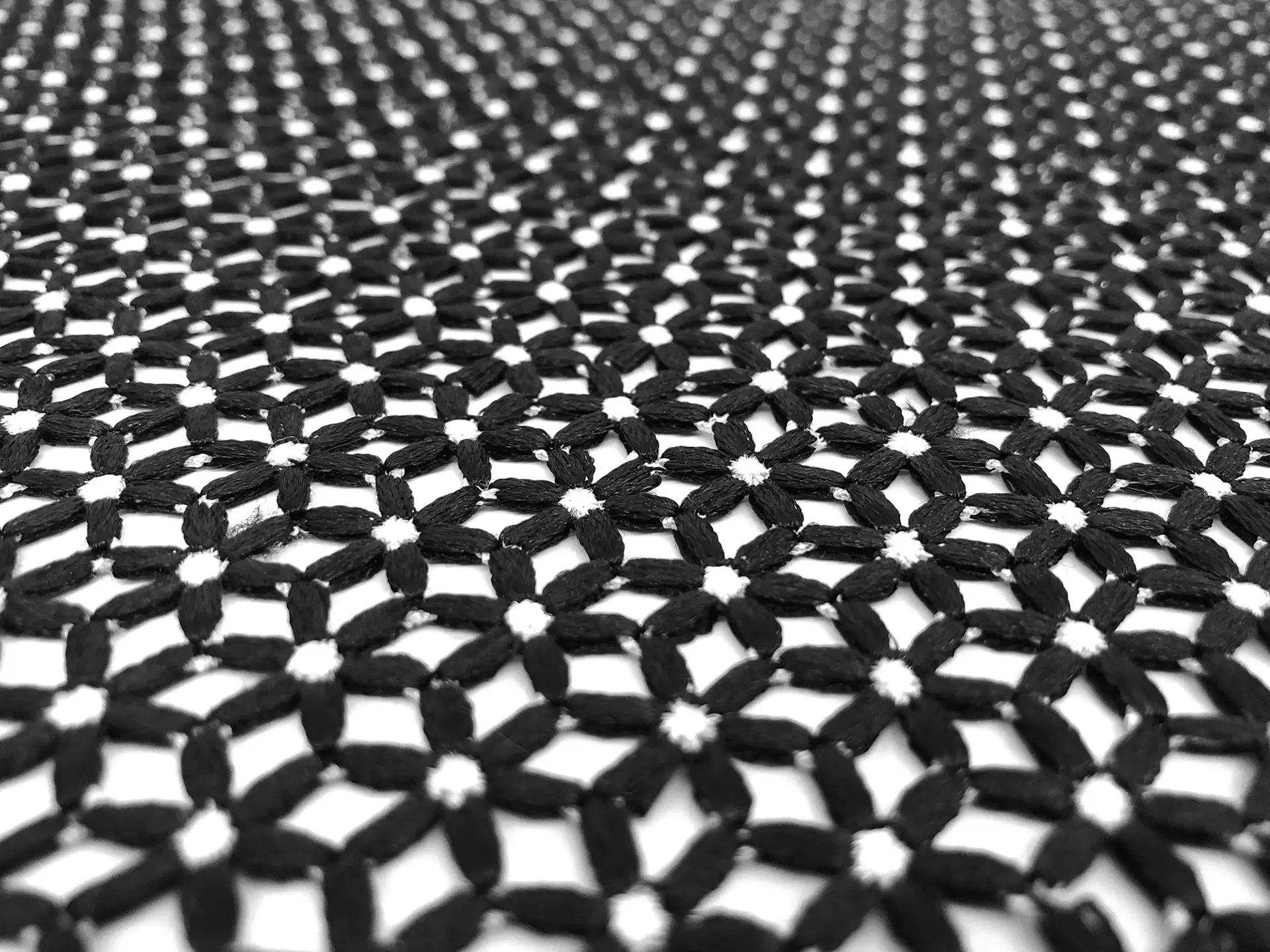 Guipure Lace with Petite Geometric Pattern in Black 