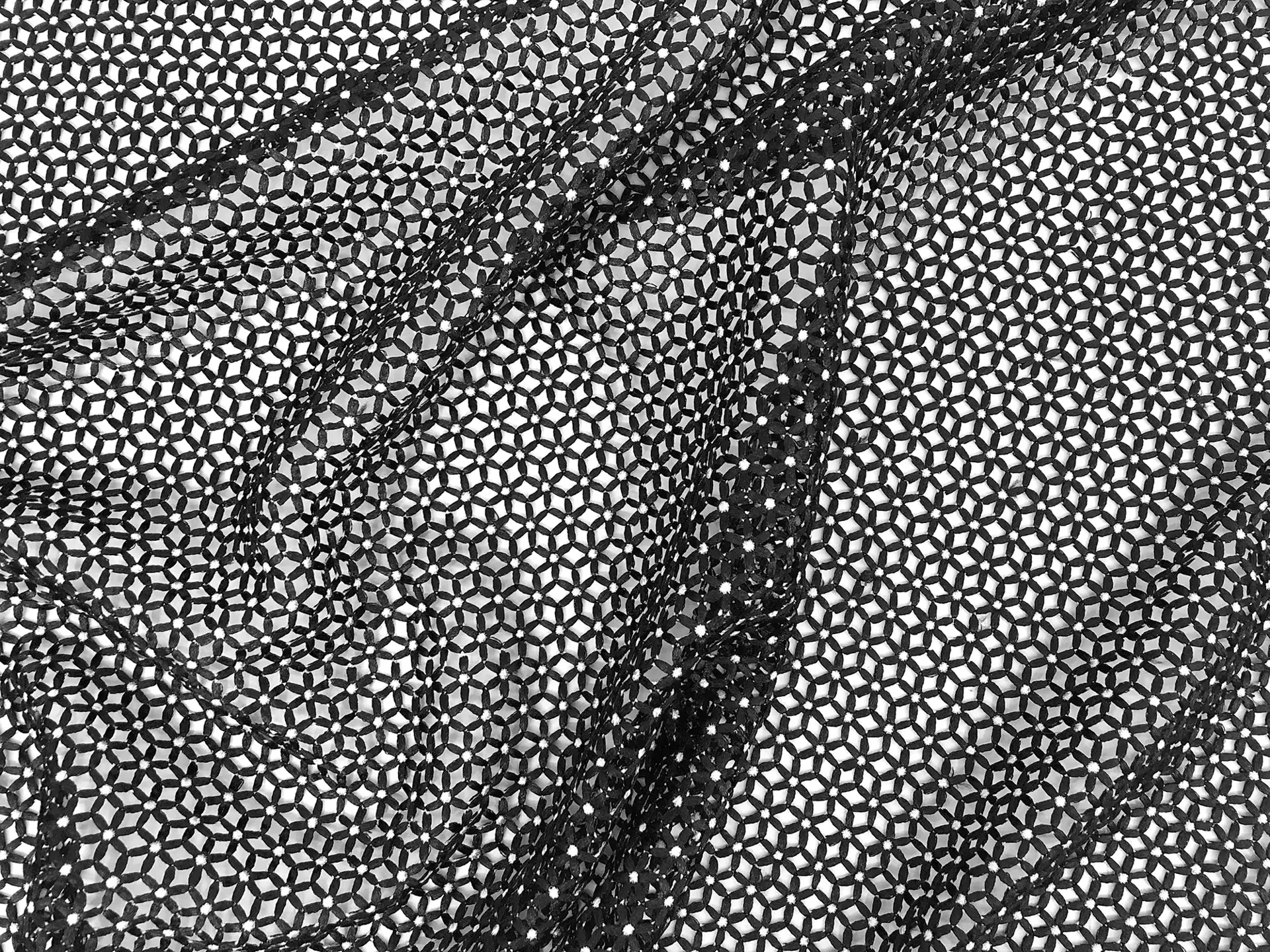 Guipure Lace with Petite Geometric Pattern in Black 
