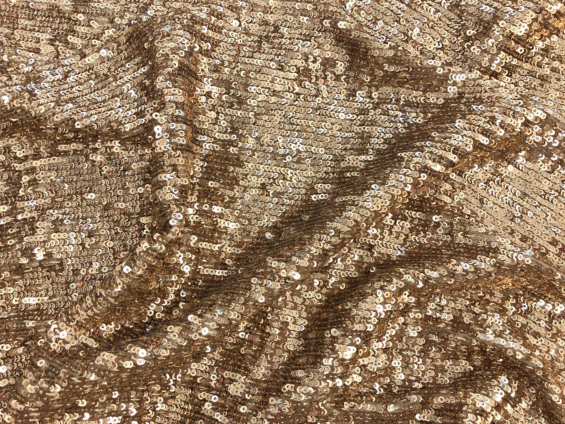 Mini Sequins on Stretch Tulle in Gold