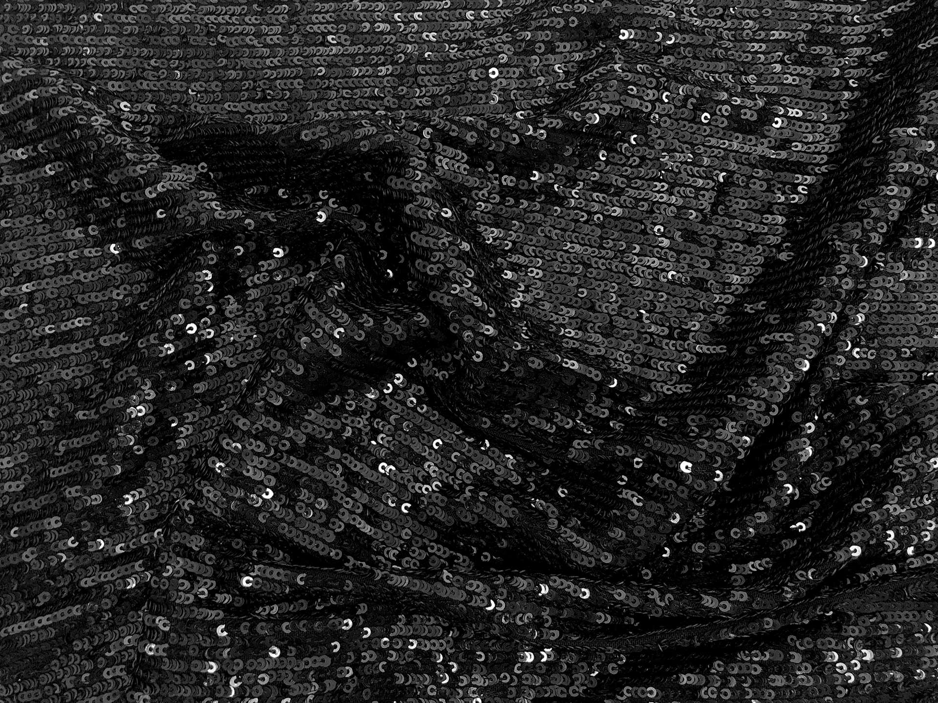 Mini Sequins on Stretch Tulle in Black