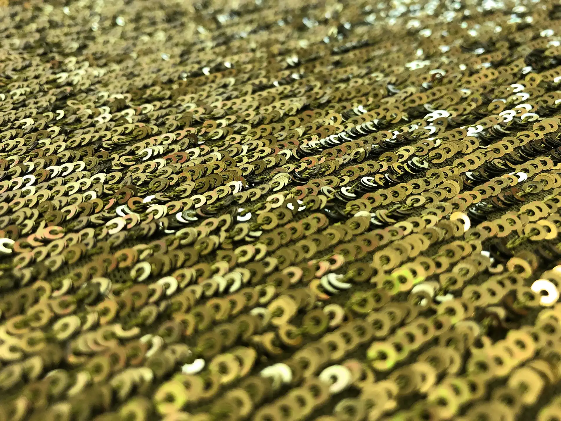 Mini Sequins on Stretch Tulle in Olive