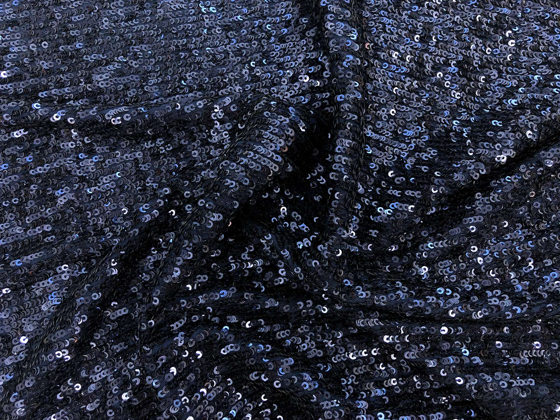 Mini Sequins on Stretch Tulle in Navy