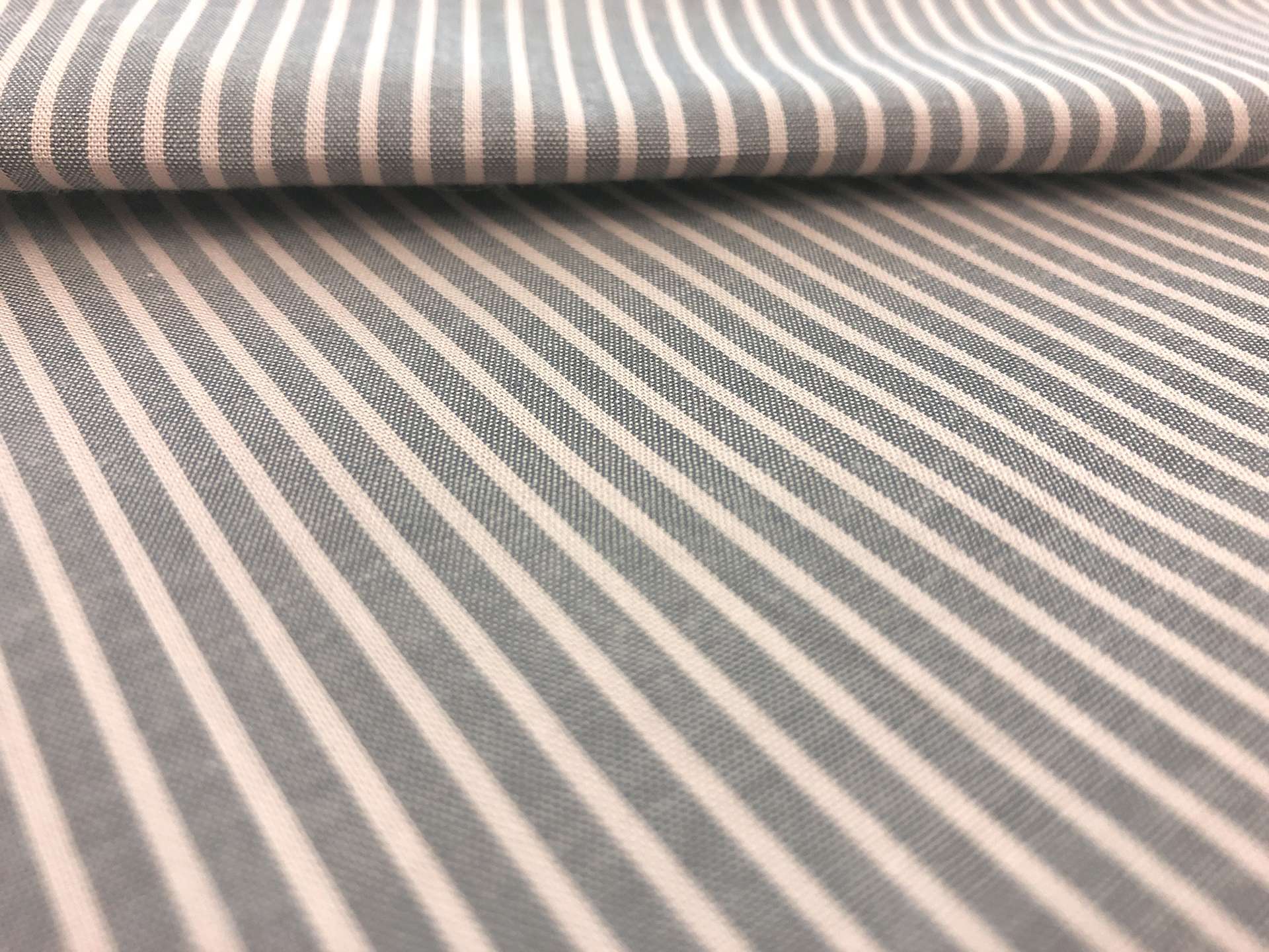 Japanese Cotton Yarn Dye Stripe in Grey