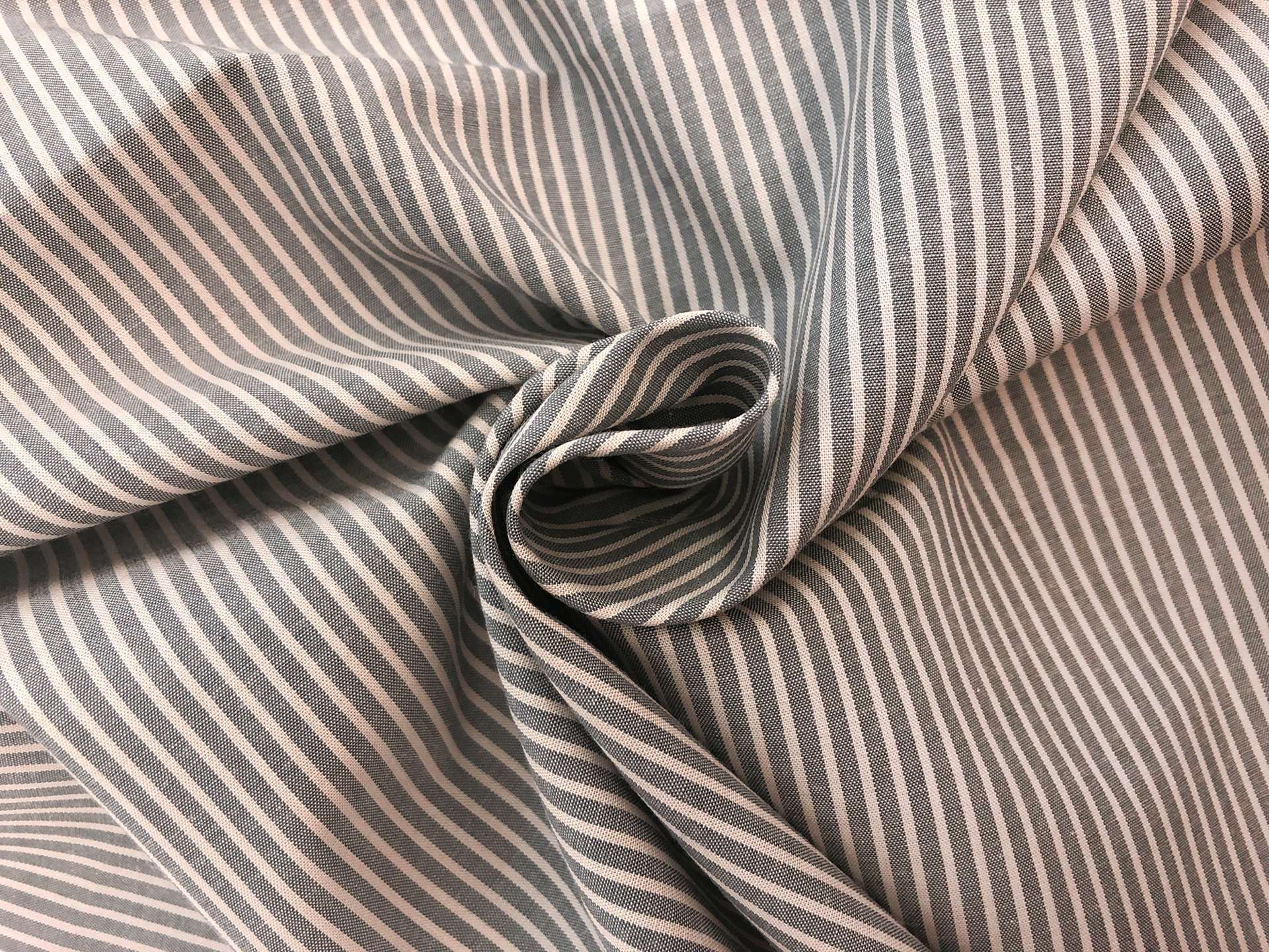 Japanese Cotton Yarn Dye Stripe in Grey
