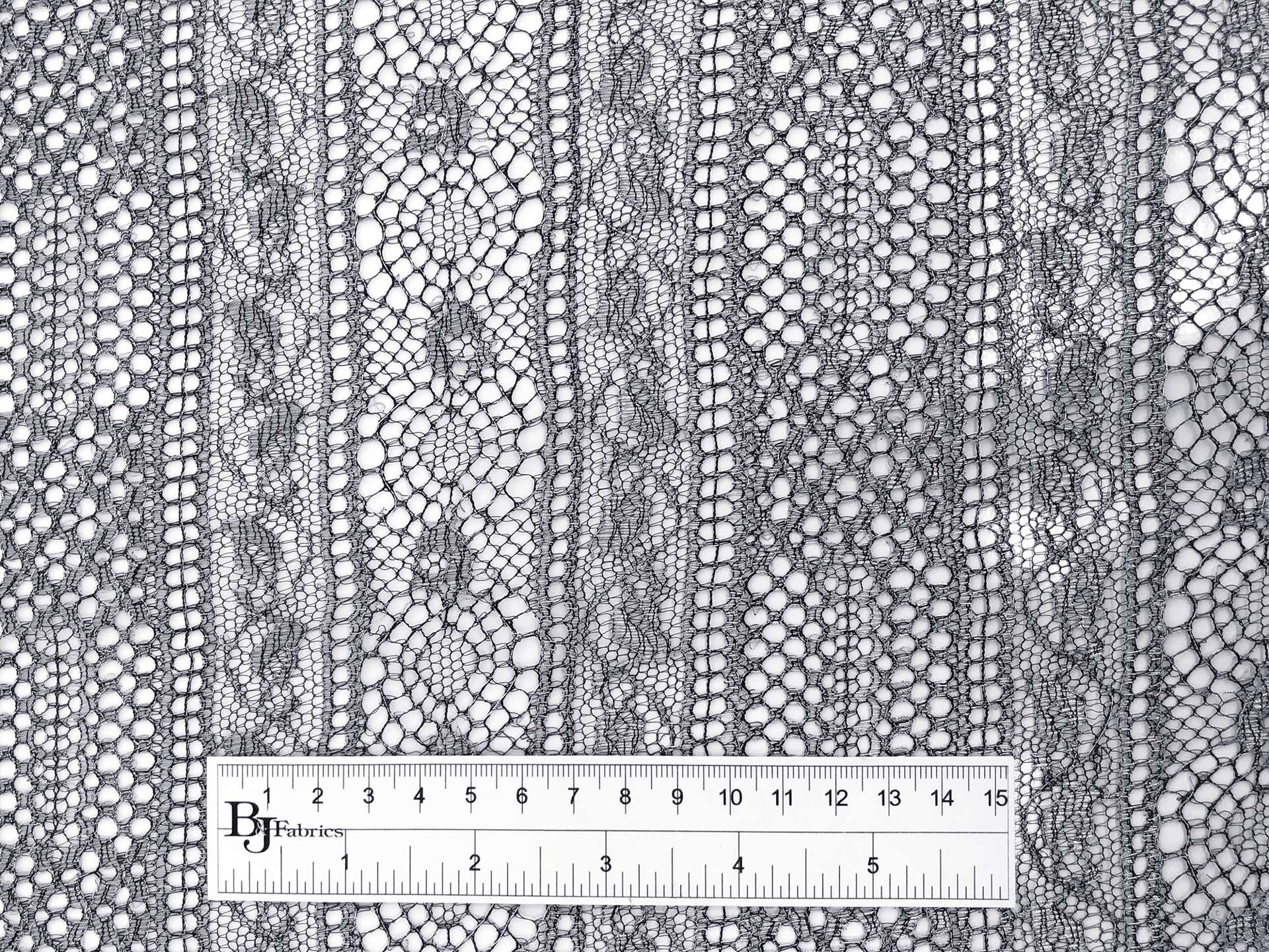 Metallic Lace with Ornamental Stripes in Navy and Silver 